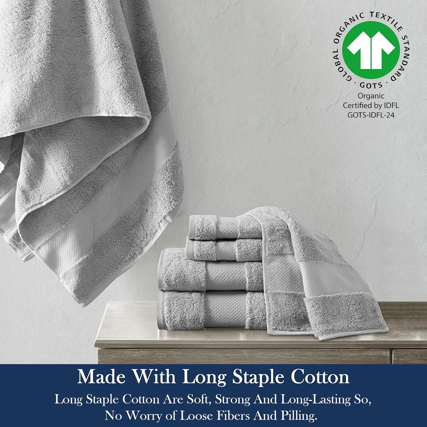 Delara Organic Cotton Luxuriously Plush Bath Towel 20 Piece Set|GOTS & Oeko-TEX Certified|Premium Hotel Quality Towels|Feather Touch Technology|650 GSM Long Staple|Soft, Quick Dry & Ultra-Absorbent