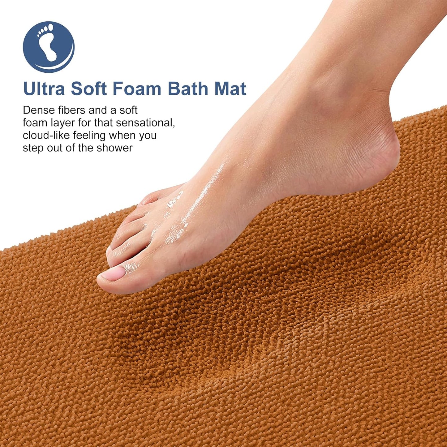 OLANLY Thick Memory Foam Bath Mat Rug 24x16, Extra Soft Absorbent Bathroom Rug, Quick Dry Bath Mats, Non-Slip, Machine Washable Carpet for Bathroom, Tub and Shower, Home Decor Accessories, Ochre
