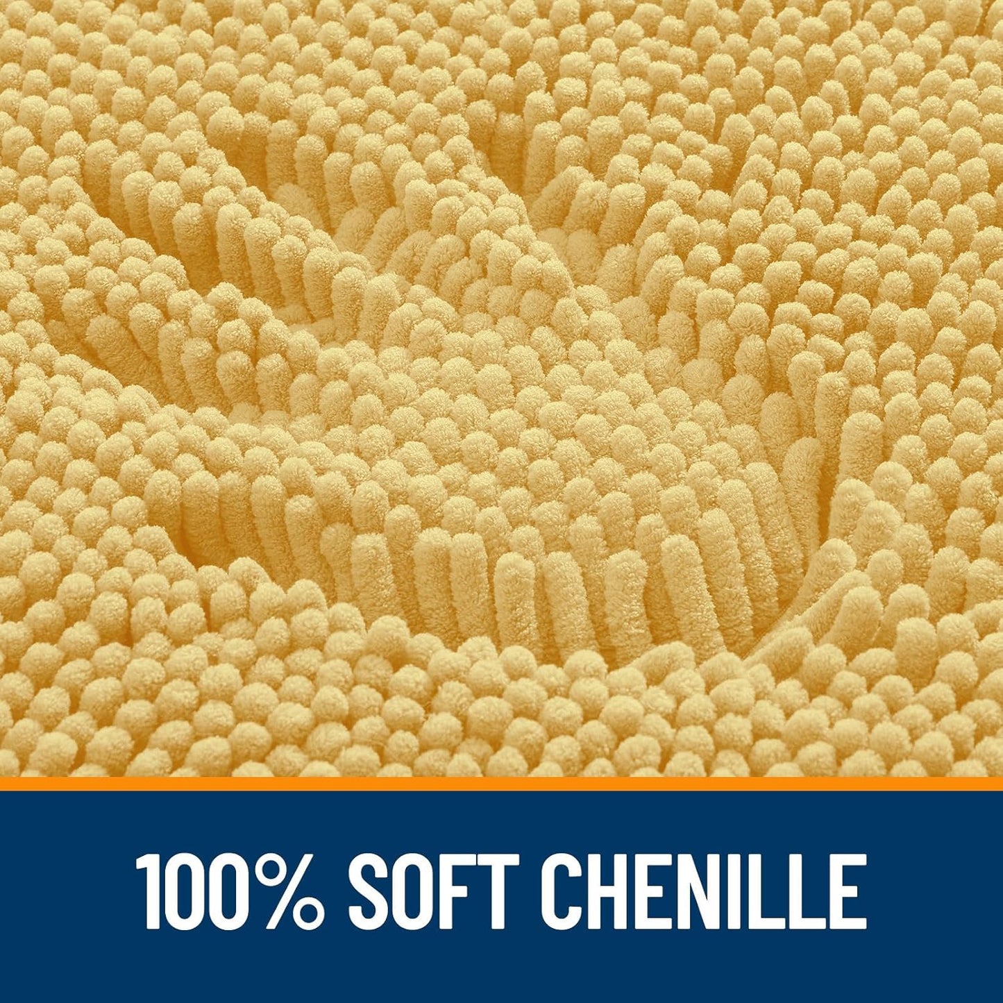 OLANLY Bathroom Rugs 70x46, Extra Soft Absorbent Chenille Bath Rugs, Rubber Backing Quick Dry, Machine Washable Bath Mats for Bathroom Floor, Tub and Shower, Home Decor Accessories, Yellow