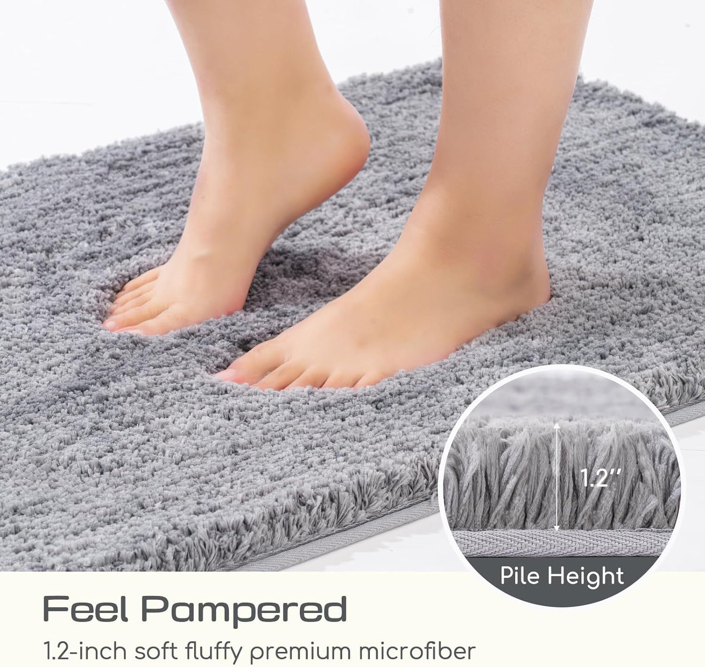 ROSMARUS Shaggy Bath Rug 1724 Gry