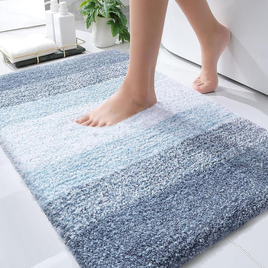 OLANLY Bathroom Rugs Mat 34x21, Extra Soft Absorbent Microfiber Bath Rugs, Rubber Backing, Quick Dry, Machine Washable Bath Mats for Bathroom Floor, Tub and Shower, Home Decor Accessories, Blue