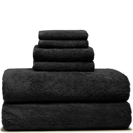 Italic Ultraplush Luxe 6 Piece Towel Set – 2 Bath Sheets, 2 Hand Towels, 2 Washcloths – 800GSM Soft, Highly Absorbent & Quick Drying, Resort Grade 100% Australian Cotton Towels (Black)