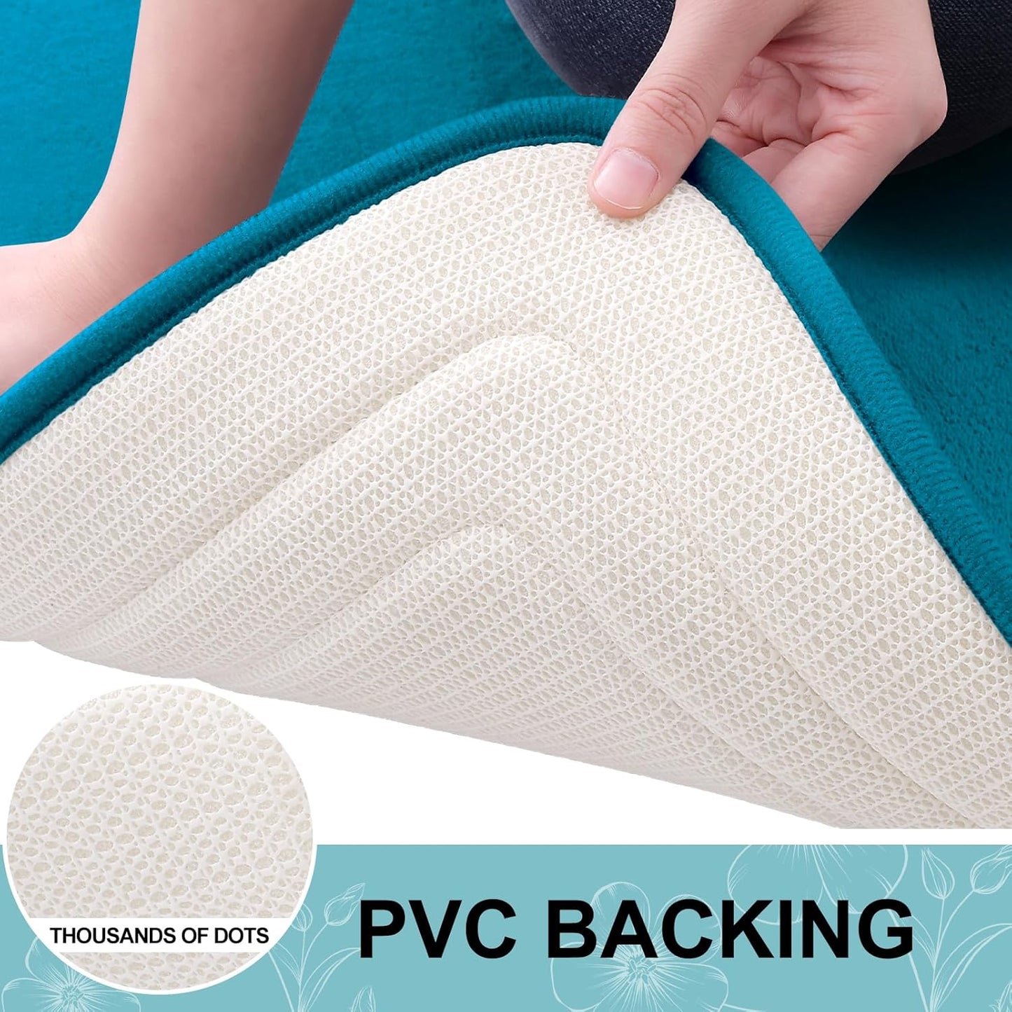 Grandaily Memory Foam Bath Mat Rug 24x16, Ultra Soft, Non-Slip and Absorbent Bathroom Rugs, Machine Wash Dry, Comfortable Bath Carpet for Bathroom Floor, Tub and Shower, Peacock Blue