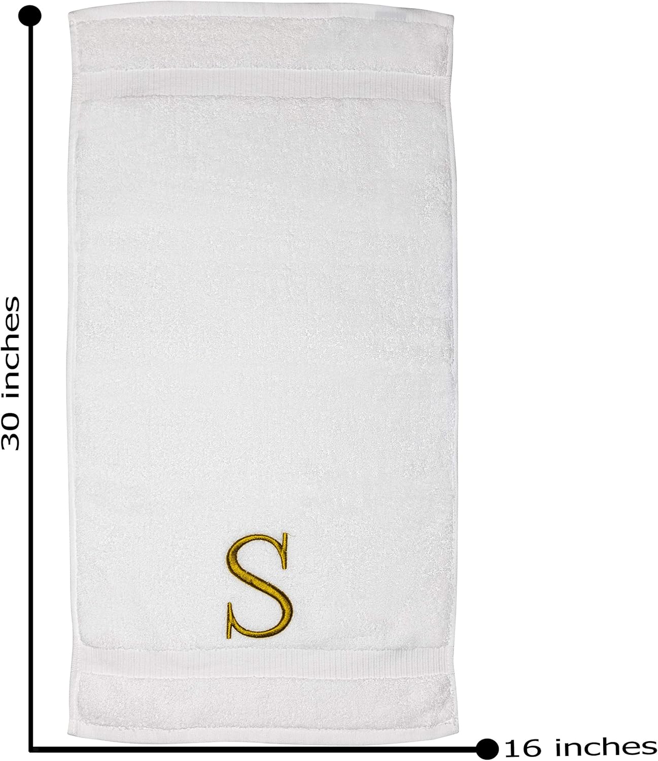 Monogrammed Hand Towels for Bathroom - Luxury Hotel Quality Personalized Initial Decorative Embroidered Bath Towel for Powder Room, Spa - GOTS Organic Certified - Set of 2 Gold Letter S