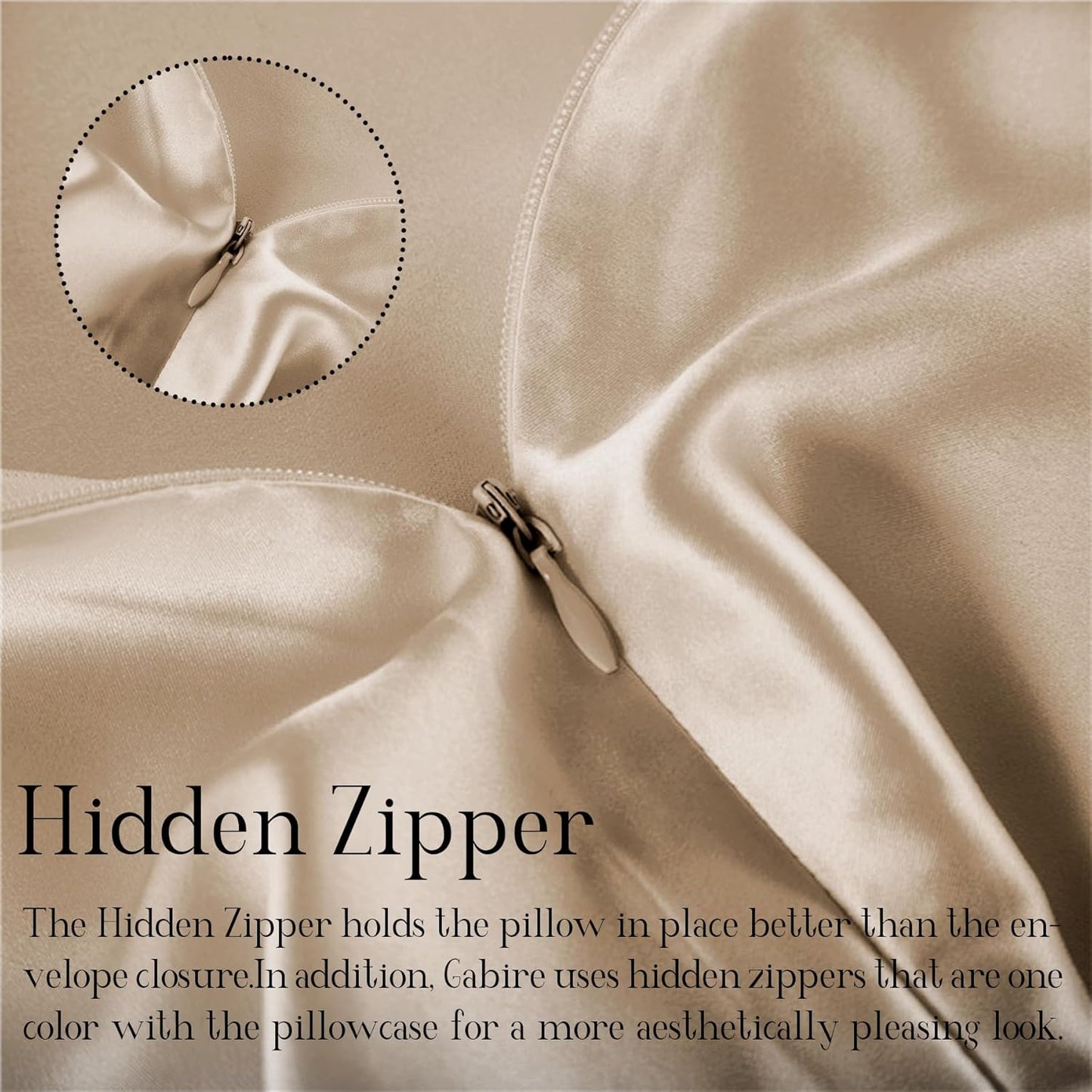 Mulberry Silk Pillowcase for Hair and Skin Prevent Acne Pillowcase Both Sides Real Silk Pillowcases Organic Silk Pillow case with Hidden Zipper, Champagne, Standard (20"×26")