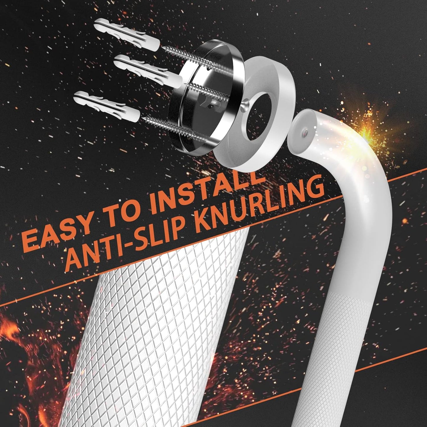 2 Pack 12 Inch Oil Rubbed White Shower Grab Bars w/Anti-Slip knurled Grip, iMomwee Stainless Steel Wall Mount Bathroom Safety Balance Handrail, Handicap Elderly Senior Assist Textured Grab Bar Handle