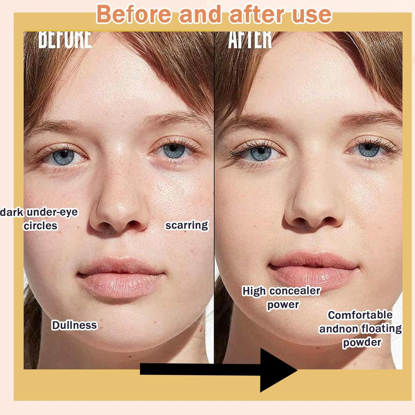 Color Changing & Natural Foundation with 2 Makeup Sponges, Moisturizing Full Coverage Liquid Foundation, Non-greasy Long Lasting Flawless Concealer Cream Makeup Set