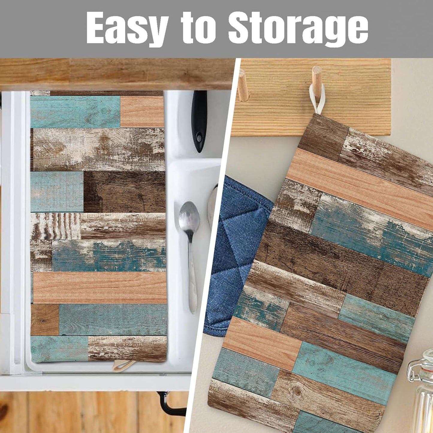 Dish Drying Mat for Kitchen Counter Large 16" x 18" Farmhouse Rustic Wood Absorbent Microfiber Dishes Drainer Rack Mats Pad Reusable Washable