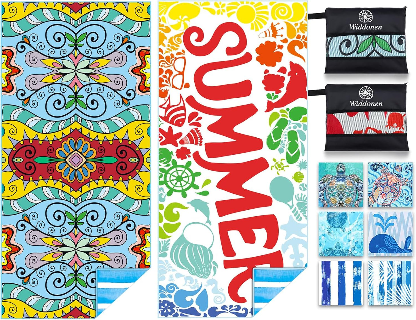 Microfiber Lightweight Beach Towel Sand Free Quick Dry Absorbent Thin Compact Towels for Swimming Pool Camping Beach Accessories Large Easy Pack Travel Things for Vacation Essentials Gift