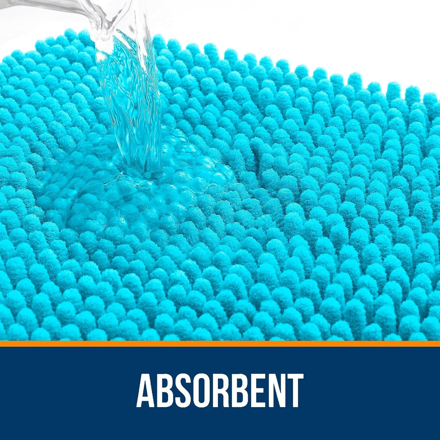 OLANLY Bathroom Rugs 30x20, Extra Soft Absorbent Chenille Bath Rugs, Rubber Backing Quick Dry, Machine Washable Bath Mats for Bathroom Floor, Tub and Shower, Home Decor Accessories, Aqua Sky