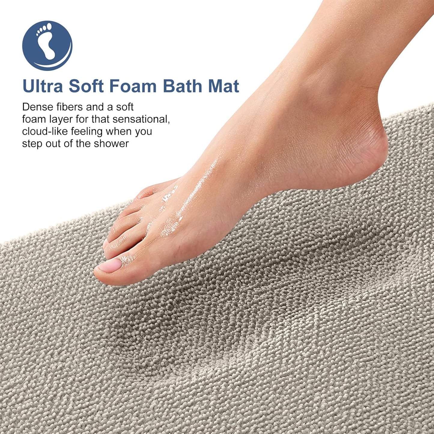 OLANLY Thick Memory Foam Bath Mat Rug 36x24, Extra Soft Absorbent Bathroom Rug, Quick Dry Bath Mats, Non-Slip, Machine Washable Carpet for Bathroom, Tub and Shower, Home Decor Accessories, Warm Taupe