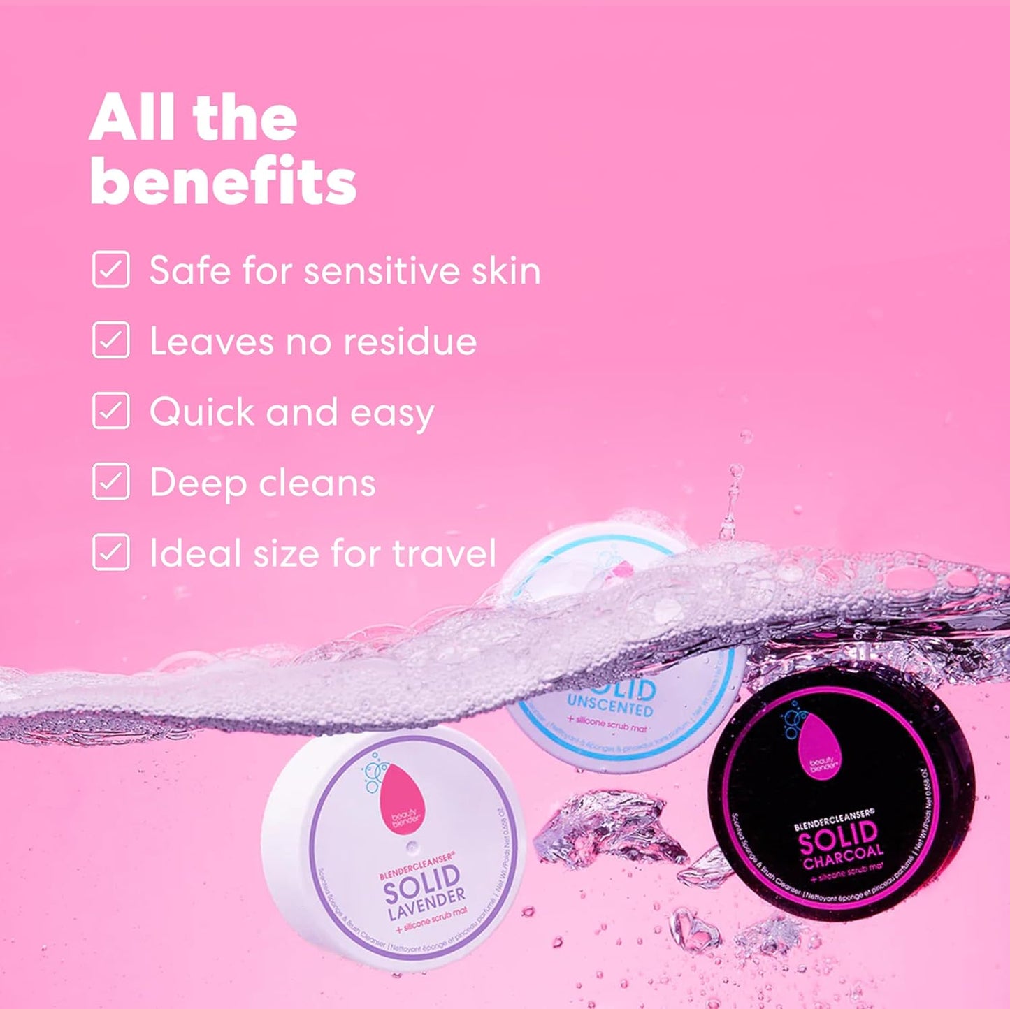 Beautyblender Blendercleanser Tool Scrub Solid Cleanser – Lavender Scented Makeup Sponge & Brush Cleansing Bar – Hand, Sponge, and Brush Cleanser, Removes Makeup & Buildup, Travel-Friendly, 1 oz