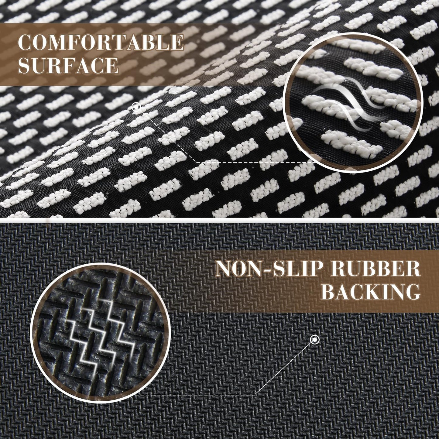 RESARE Non Slip Bathroom Runner - Machine Washable Bath Rugs, Super Absorbent Bath Mat Quick Dry Bath Runner, Bath Mat Ultra Soft Rugs for Bathroom Floor, 24"x47" Black