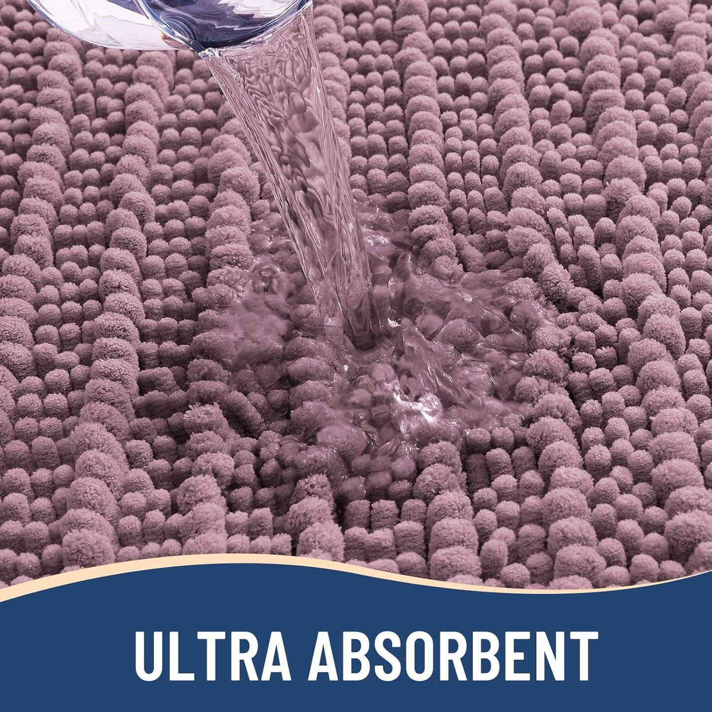 Arotive Luxury Chenille Bathroom Rug Mat, Extra Soft Thick Absorbent Shaggy Bath Rugs, Non-Slip Machine Wash Dry, Plush Bath Mats for Bathroom, Shower and Tub, 24x16, Deep Plum