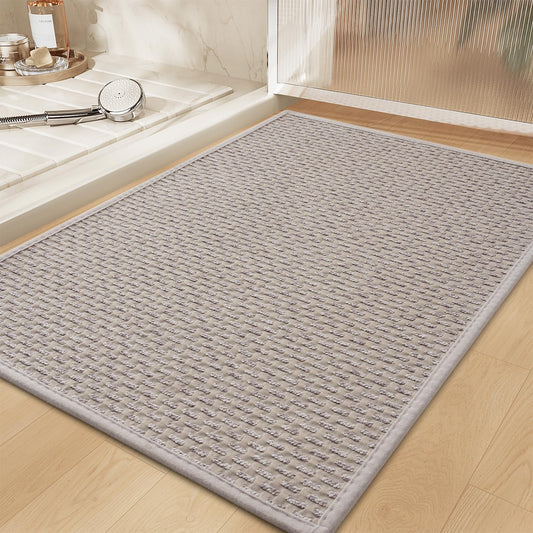 RESARE Non Slip Bath Mat - Machine Washable Bathroom Rug, Super Absorbent, Quick Dry, Ultra Soft, 24"x35", Light Grey