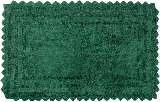RAJRANG Foliage Green Cotton Crochet Bath Mat | 34x21 Inch Reversible Rectangle Bathroom Rug | Soft, Absorbent, and Handmade Woven Mat for Bathroom or Spa