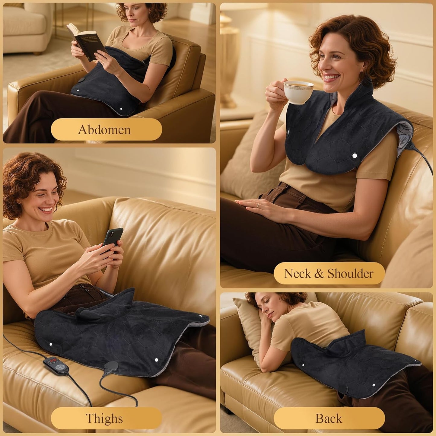 UTK 30s Fast Heating Pad for Neck and Shoulders and Back, 6X Deeper Penetrate, Far Infrared Heated Wrap for Neck and Shoulders Pain Relief, Auto Shut Off, Memory Function 24"X20"