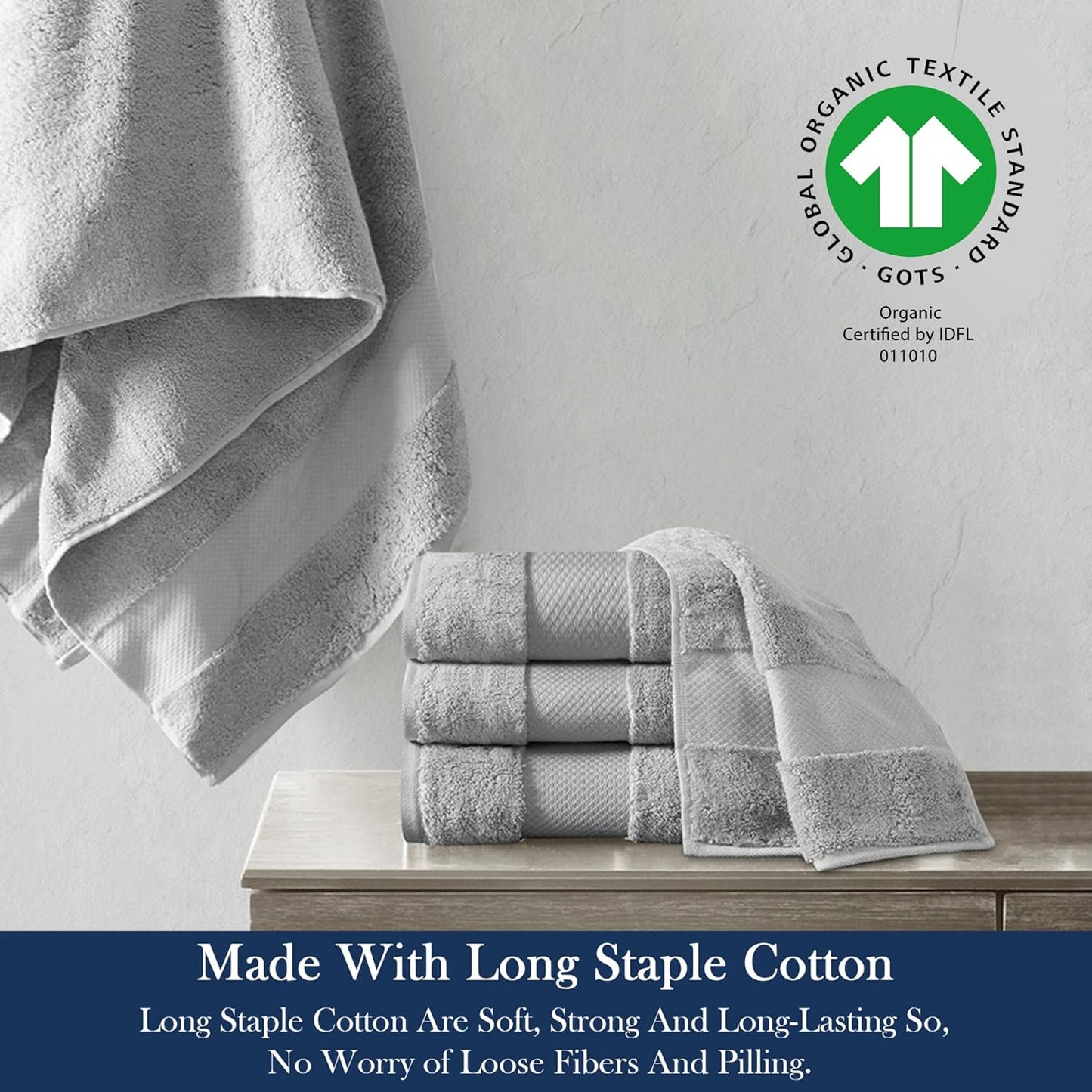 Delara Organic Cotton Luxuriously Plush Bath Sheet Pack of 4 | GOTS & OEKO-TEX Certified | Premium Hotel Quality Towels | Feather Touch Technology|650 GSM Long Staple|Soft, Quick Dry & Ultra-Absorbent