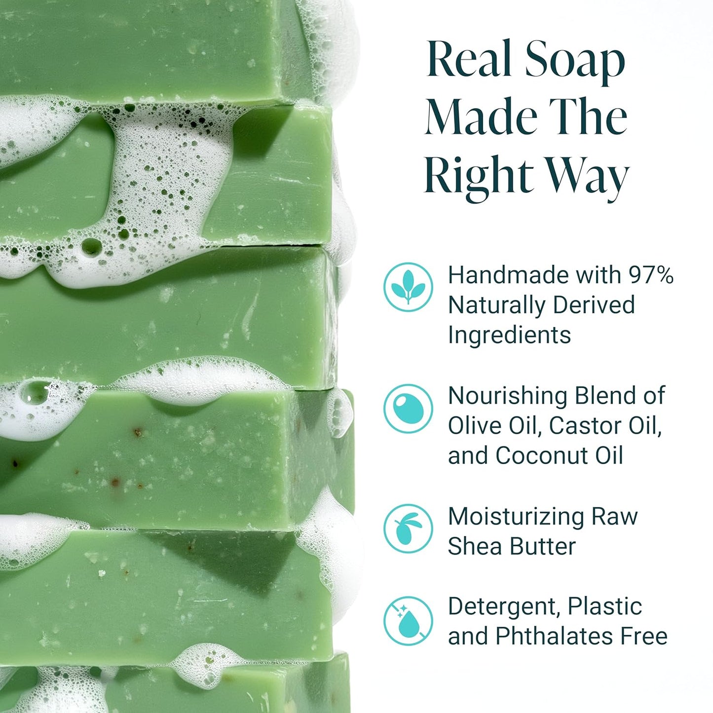 The Bubble Factory Handmade Soap, All Natural Soap for Women & Men, Hand, Bath & Body Natural Bar Soap, Vegan, Palm Oil Free, Made in USA with Shea Butter + Essential Oils, Rosemary Mint, Single