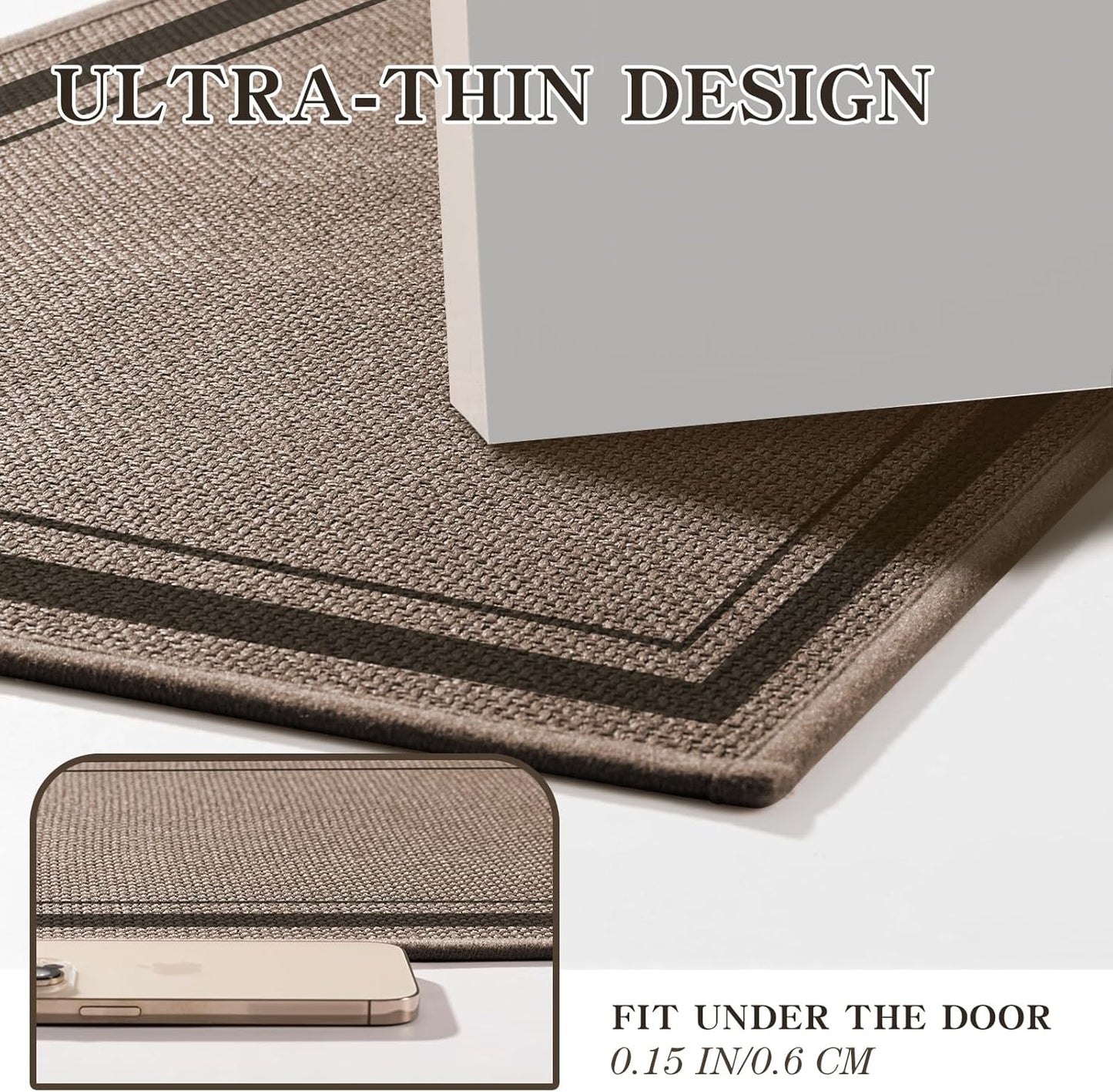chakme Bathroom Rugs Mat 47x24, Ultra Thin Non Slip Bath Mat Large Quick Dry Absorbent Bath Mat for Bathroom Floor, (Dark Beige, 47"x24")