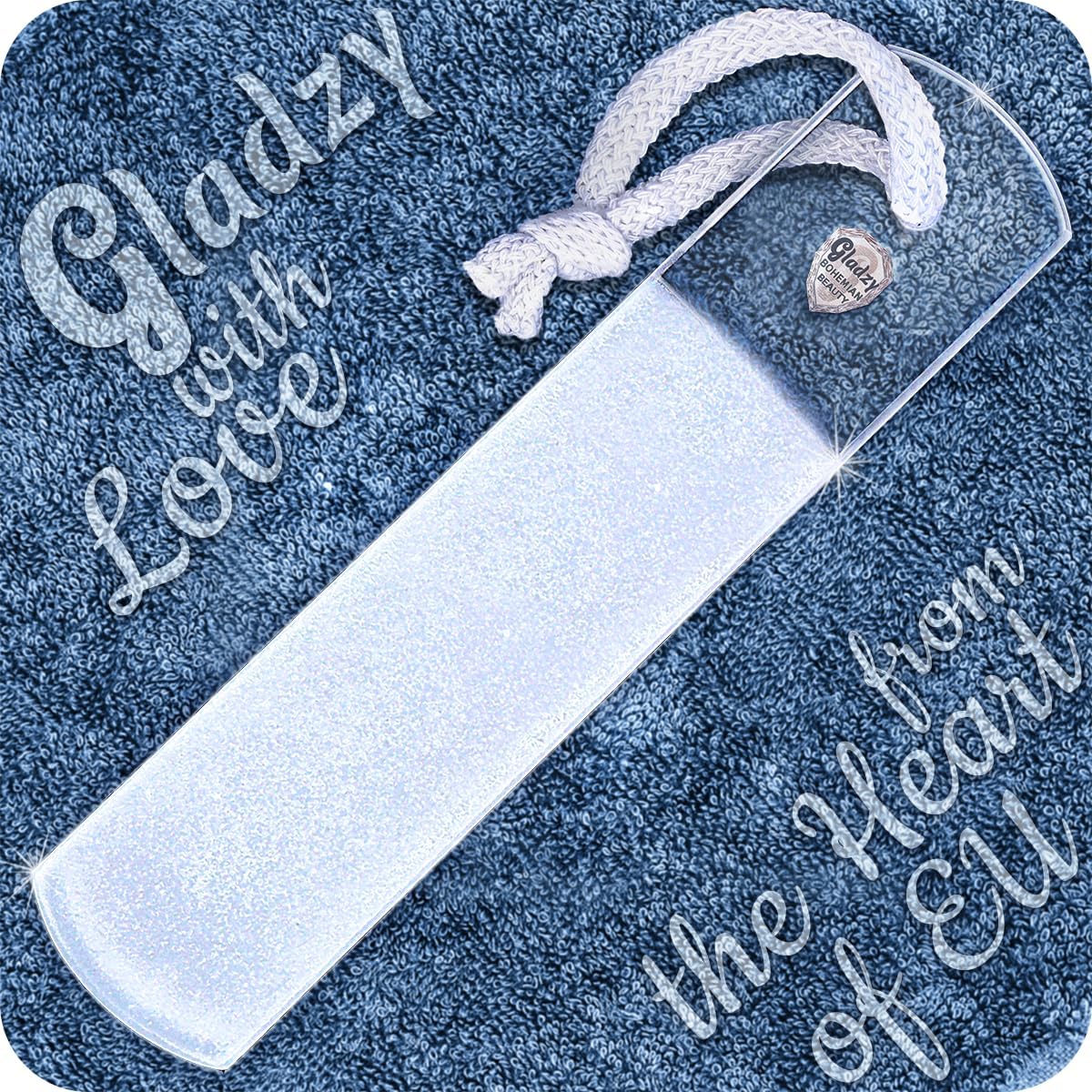 GLADZY Czech Glass Foot File Callus Remover – Double Sided Etched, Different Grit Coarse & Fine Surfaces for Hard Skin & Cracked Heels, Professional Pedicure Tool, Washable Reusable, Made in EU