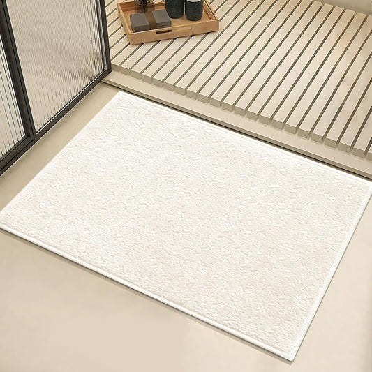 Bath Mat-Non-Slip Bathroom Floor Mats-Absorbent Quick Dry Low Pile Bathroom Rugs Fit Under Door-Bath Rug for Sink,Bathtub,Shower Room,20"×32",White