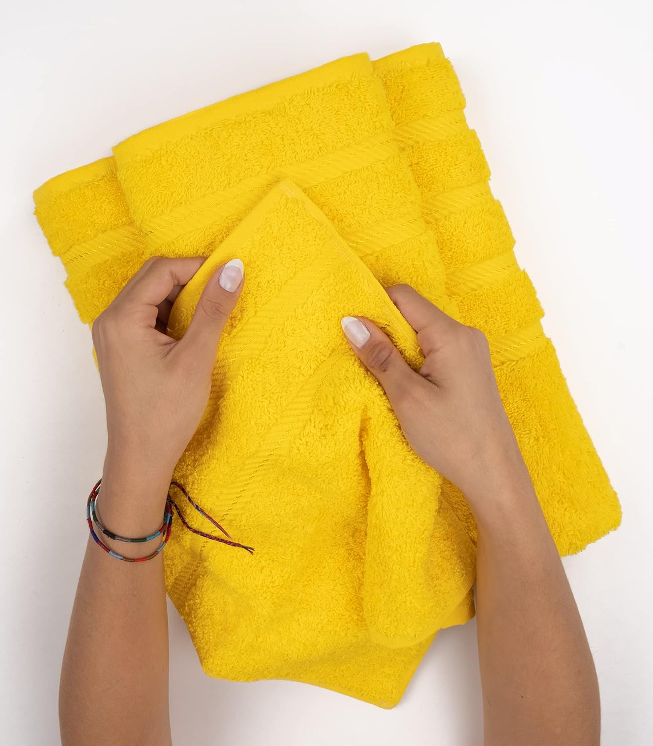 American Soft Linen Luxury 6 Piece Towel Set, 2 Bath Towels 2 Hand Towel 2 Washcloths, 600 GSM 100% Cotton Turkish Towels for Bathroom, Yellow Towel Sets