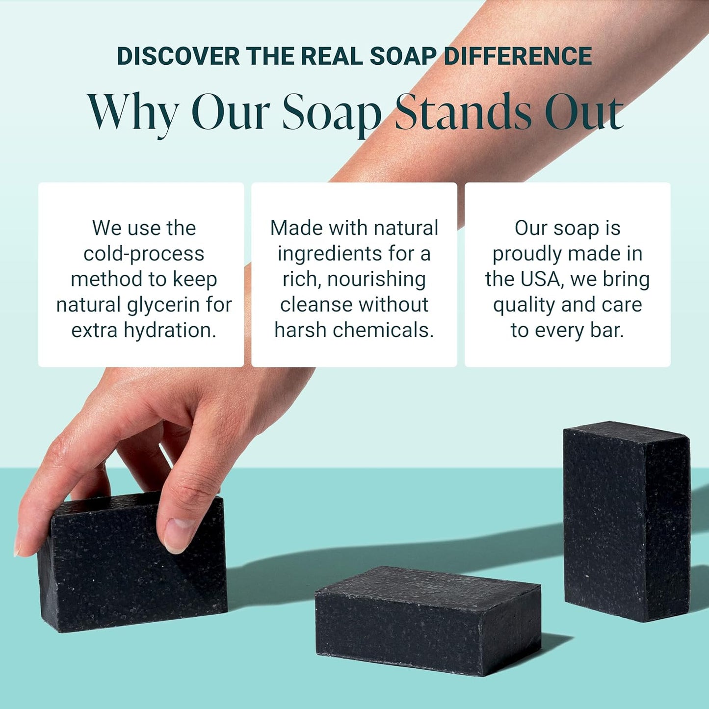 The Bubble Factory Handmade Natural Bath & Body Soap Bar, Vegan, All-Natural, Palm Oil Free, Made in USA with Shea Butter + Essential Oils, Tea Tree Mint, 3 Bars