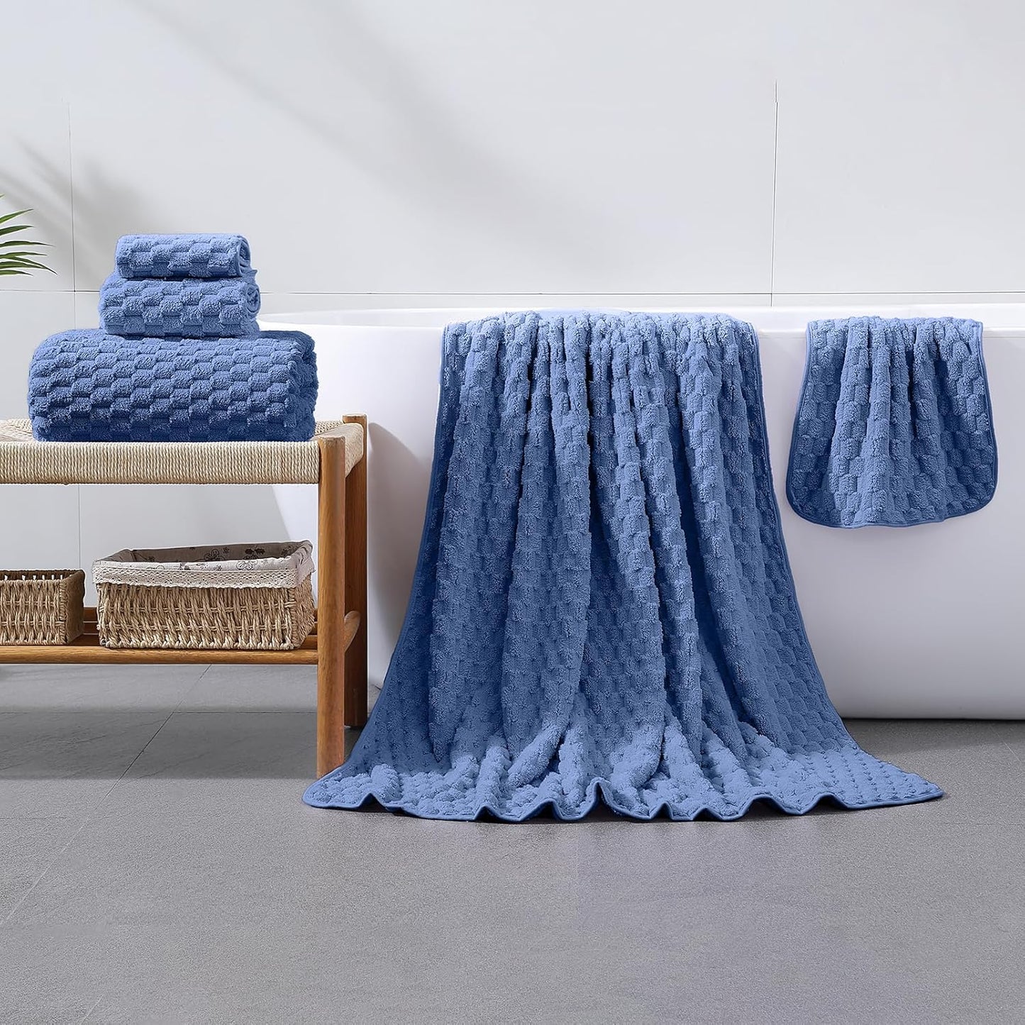Extra Large Bath Towel Sheet-40x80 Inches Oversized,Super Soft,Quick Dry,Microfiber Shower Towels Highly Absorbent,Plush Bathroom Towels for Adults, Premium Quality (Blue, 2PCS)