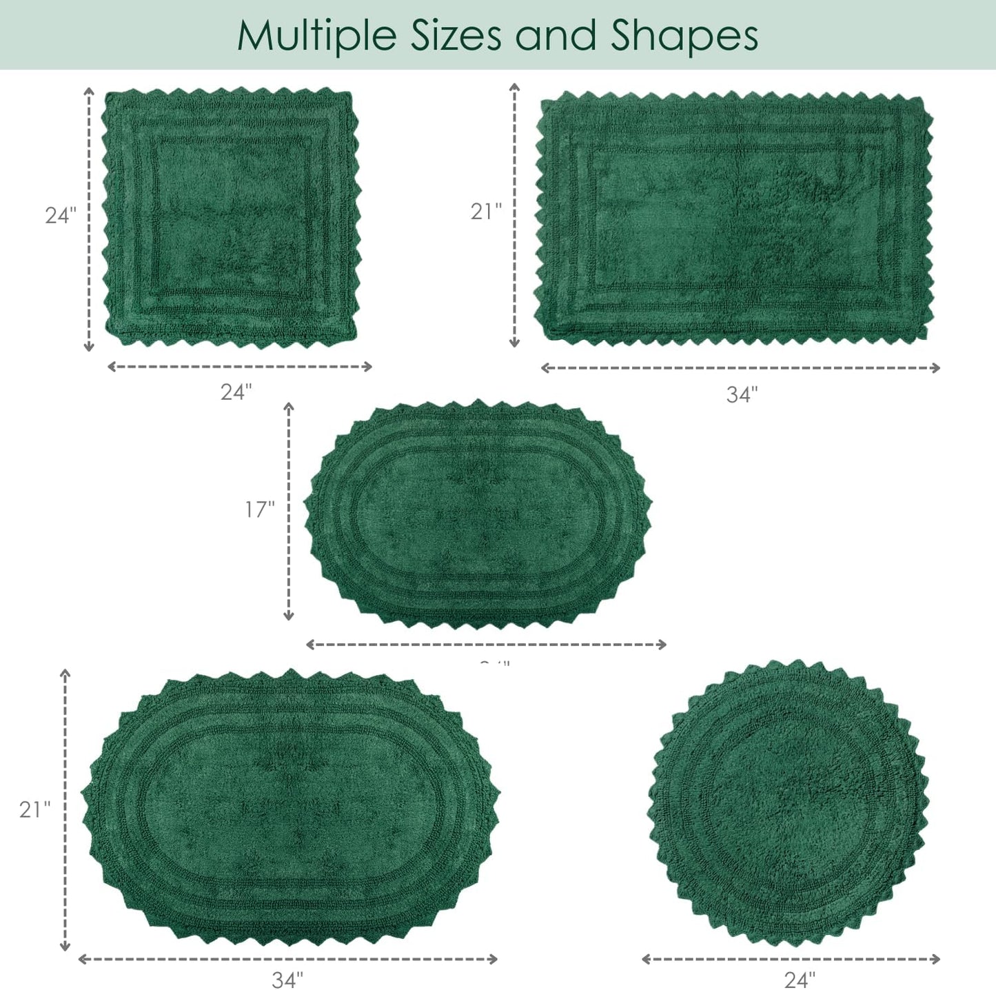 RAJRANG Foliage Green Cotton Crochet Bath Mat | 34x21 Inch Reversible Rectangle Bathroom Rug | Soft, Absorbent, and Handmade Woven Mat for Bathroom or Spa