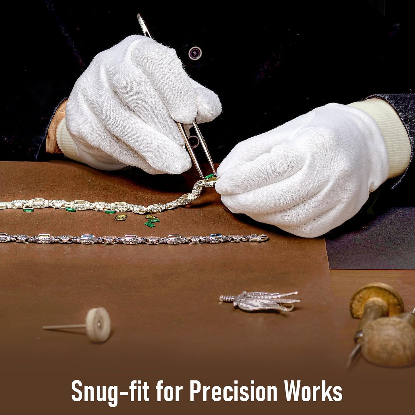 COOLJOB 4 Pairs Soft Moisturizing Cotton Gloves Set with Stretch Elastic Cuff, Overnight Lotion Sleeping Gloves for Dry Hands, Eczema Skin, Beauty Women SPA Essentials, XSmall, White