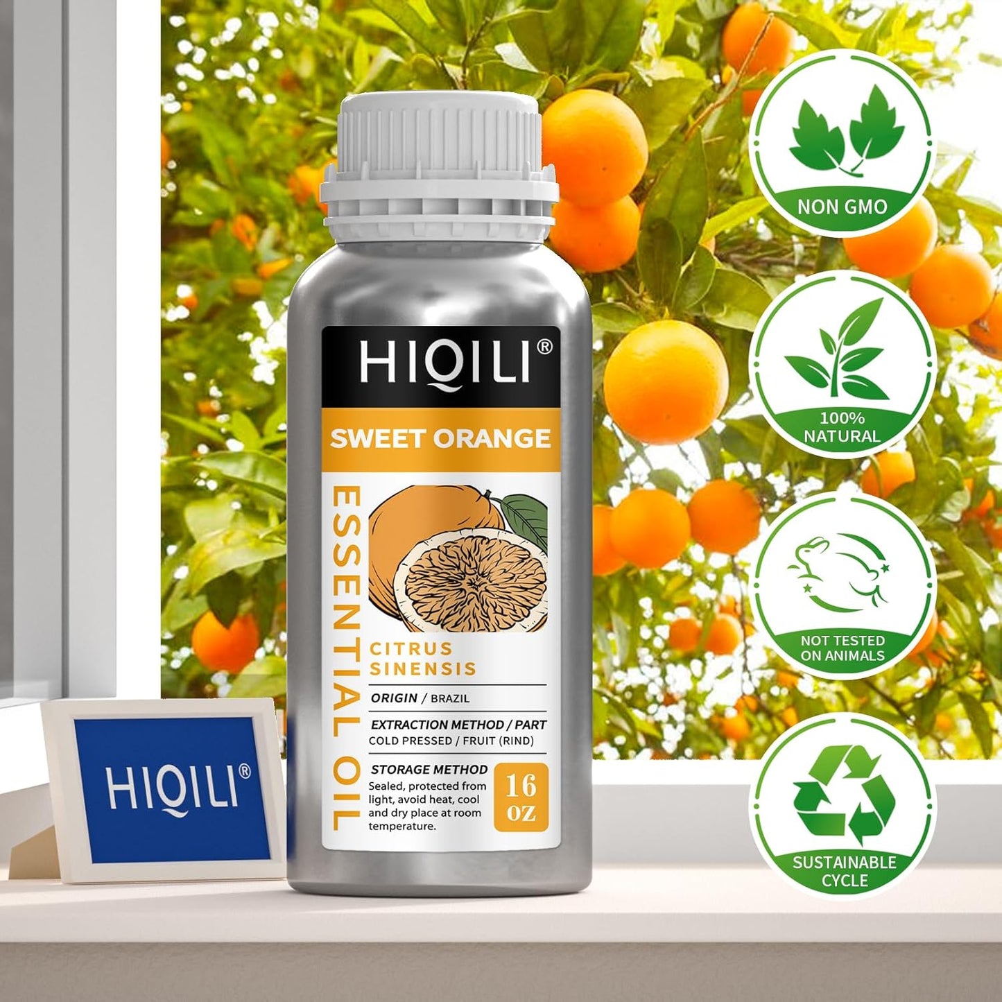 HIQILI 16 Fl Oz Orange Essential Oil, Pure and Natural for Diffuser, Skin - 500ML