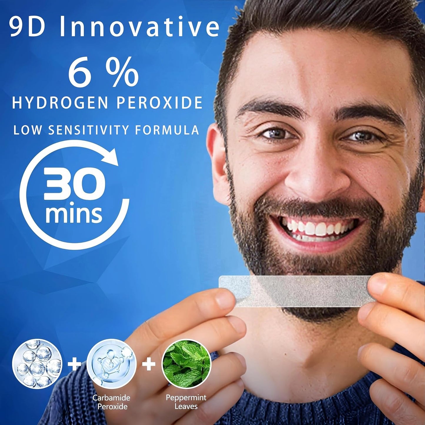 9D Sensitive Teeth Whitening Strips- Professional Enamel-Safe Formula, Fast Stain Removal for Coffee Drinkers & Smokers, Sensitivity-Free Whitening Kit-21Pairs (42Strips)