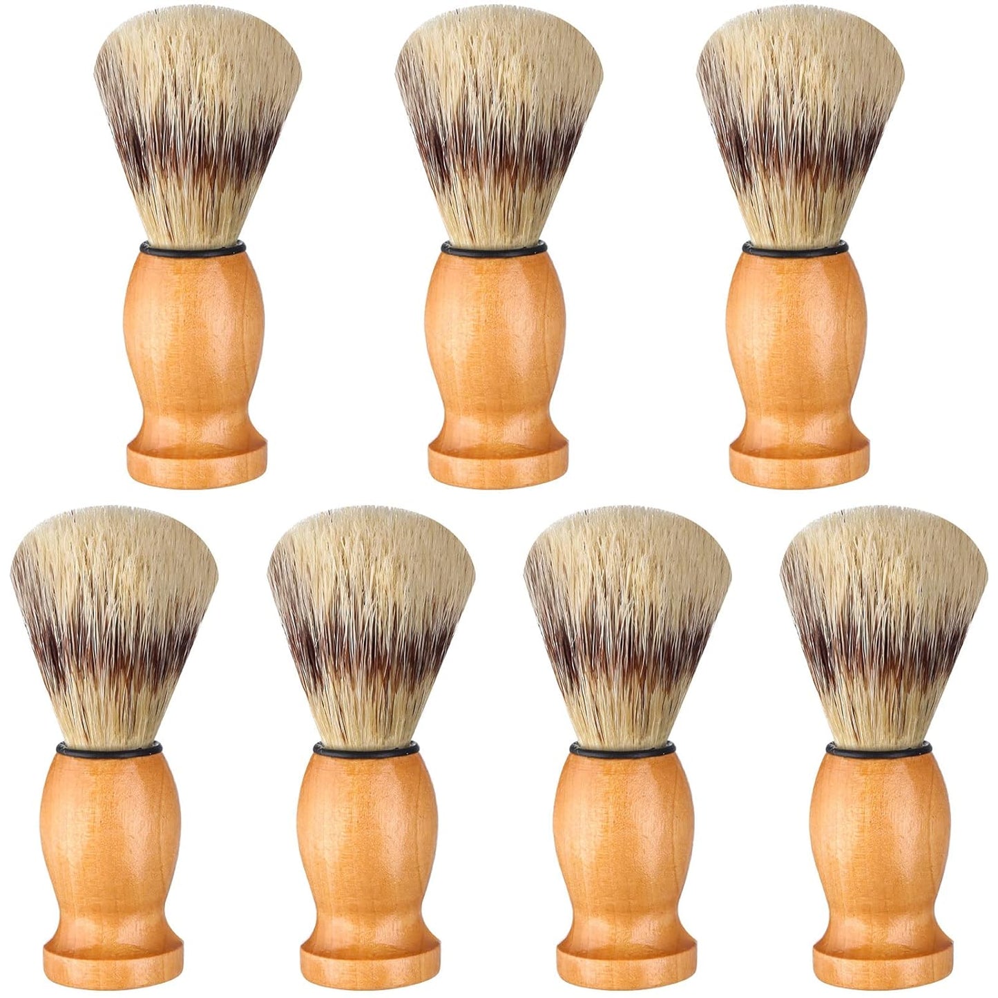 7Pcs Men Shaving Brush Wood Handle, Professional Salon Tools Hand Crafted Shaving Brush Wood Handle Shave Brushes Handmade Pure Badger Hair Brush for Men1