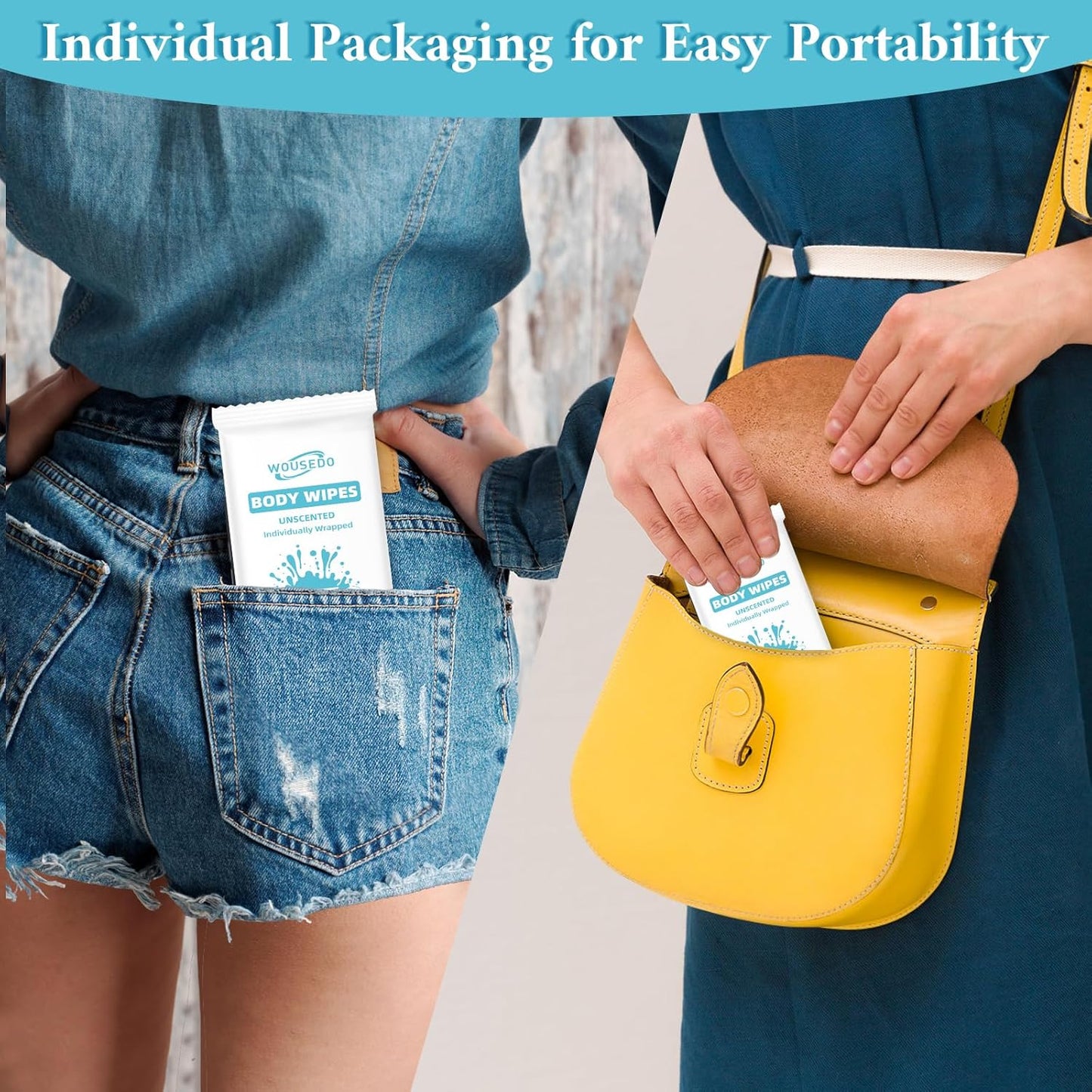 300 Pcs Ultra Thick Soft Large Body Wipes Individually Wrapped(7.87" x 9.45"),Shower Wipes for Adults Bathing No Rinse,Personal Cleansing Wipes for Travel Gym,Bulk Deodorant for Homeless(White)