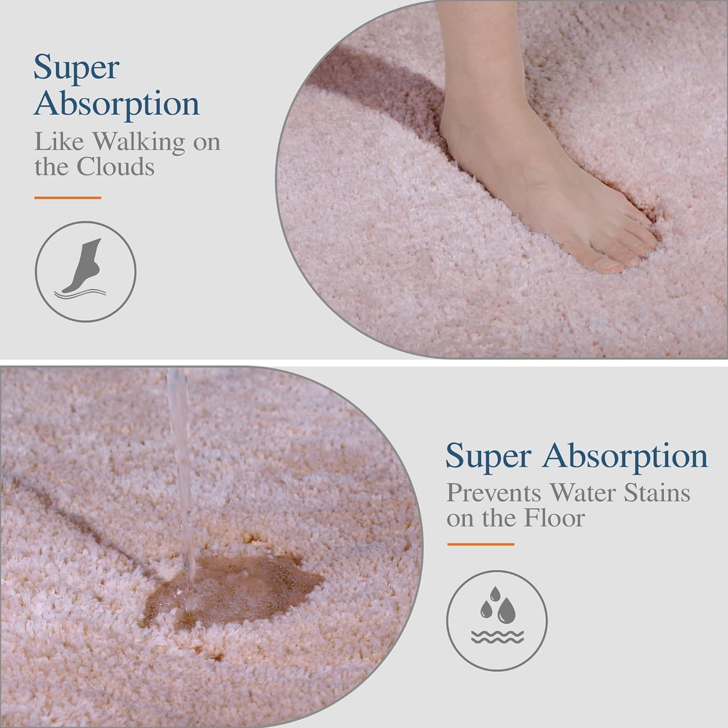 Walensee Large Bathroom Rug (24 x 40, Dusty Pink) Extra Soft and Absorbent Shaggy Bath Mat Machine Washable Microfiber Non Slip Luxury Floor Mat