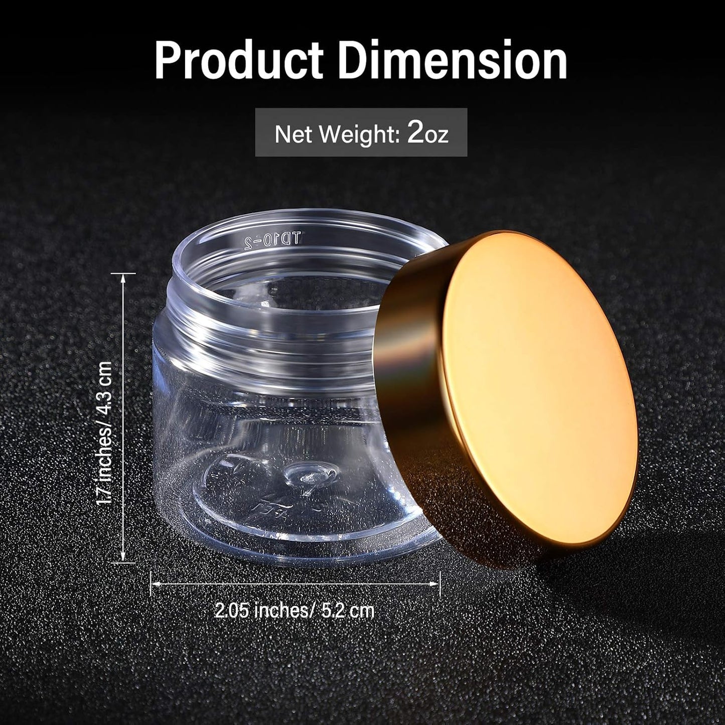 SATINIOR 12 Pack Plastic Container Jars with Lids Round Clear Travel Cosmetic Container Jars for Toiletries, Lotion, Cream, Ointments, Makeup, Rhinestone, Samples, Kitchen Storage(2 oz,Gold)