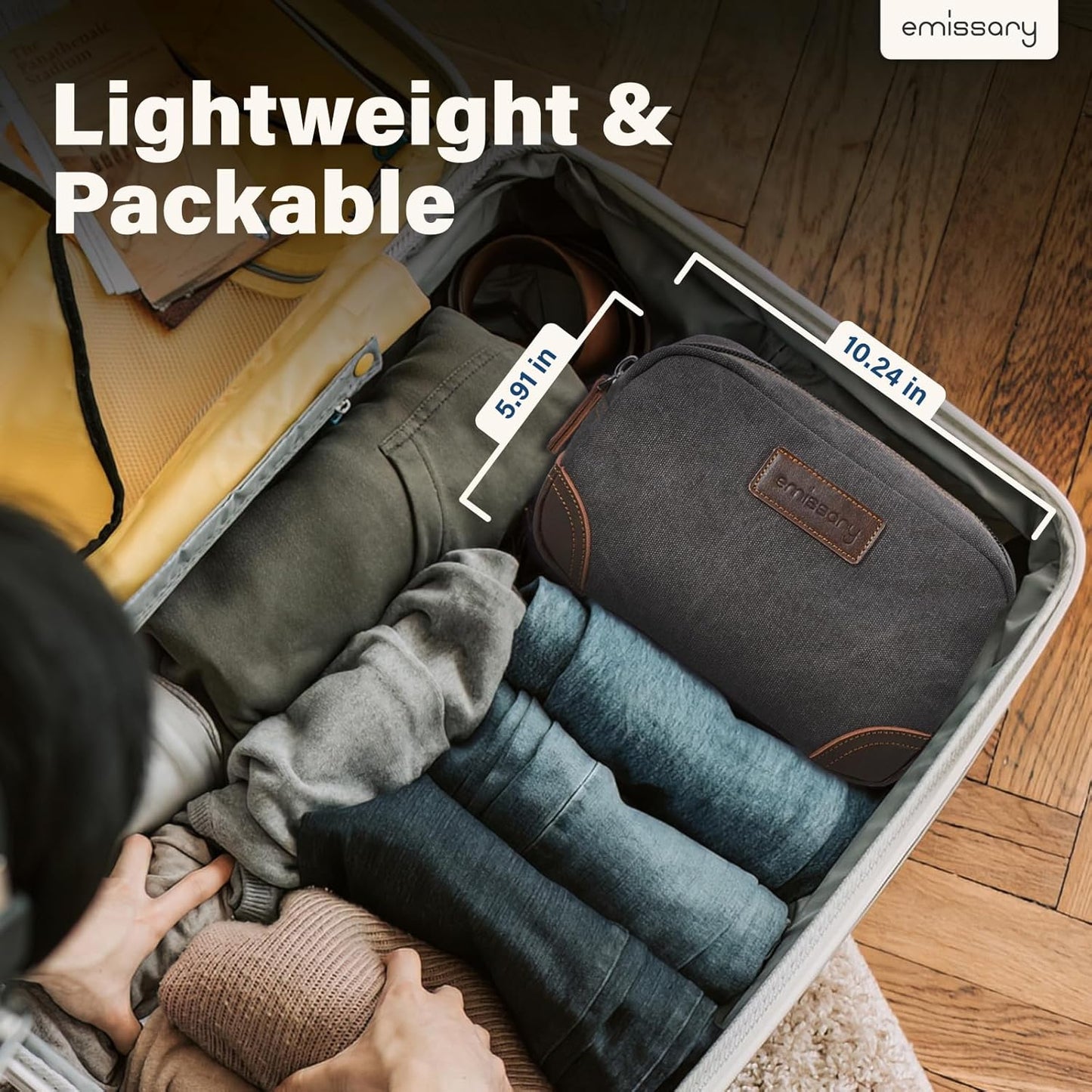 emissary Toiletry Bag for Men, Canvas Travel Toiletry Bag Men's Dopp Kit, Water-resistant Bathroom Bag Mens Shaving Kit, Travel Kit Small Bags, Shaving Bag, Toiletry Bags