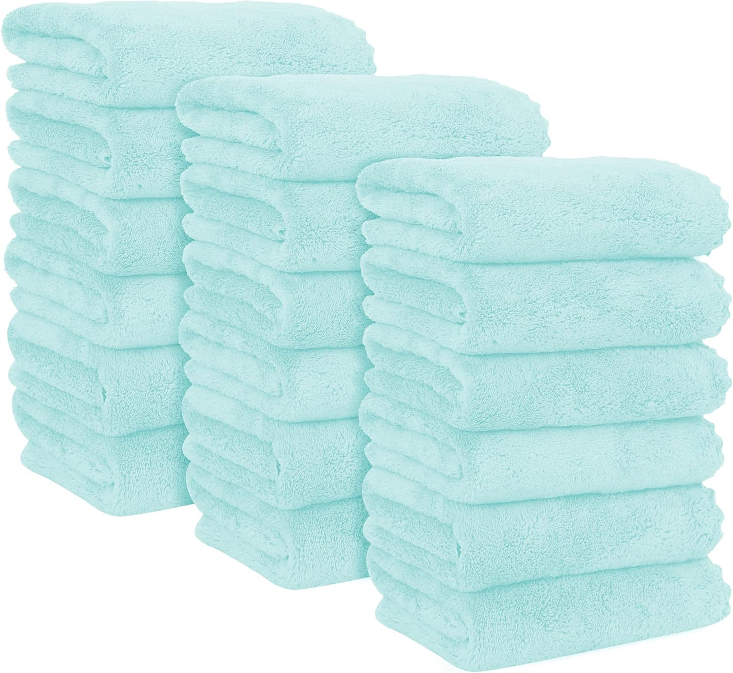 MOONQUEEN 18 Pack Premium Hand Towels - Quick Drying - Microfiber Coral Velvet Highly Absorbent Towels - Multipurpose Use as Hotel, Bathroom, Shower, Spa, Hand Towel 16 x 28 inches (Frozen Blue)