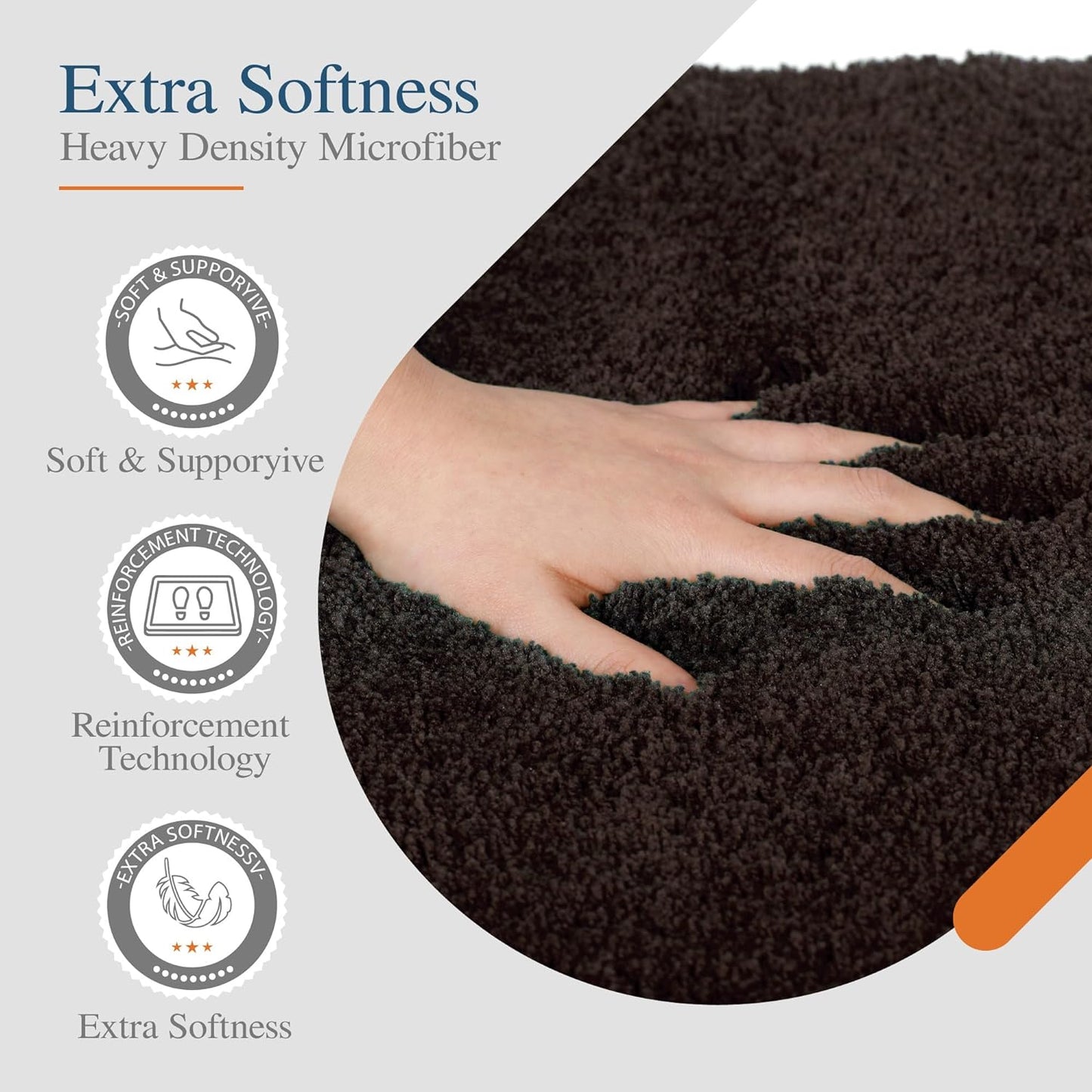 Walensee Large Bathroom Rug (24 x 48, Brown) Extra Soft and Absorbent Shaggy Bath Mat, Machine Washable Microfiber, Non Slip Luxury Floor Mat
