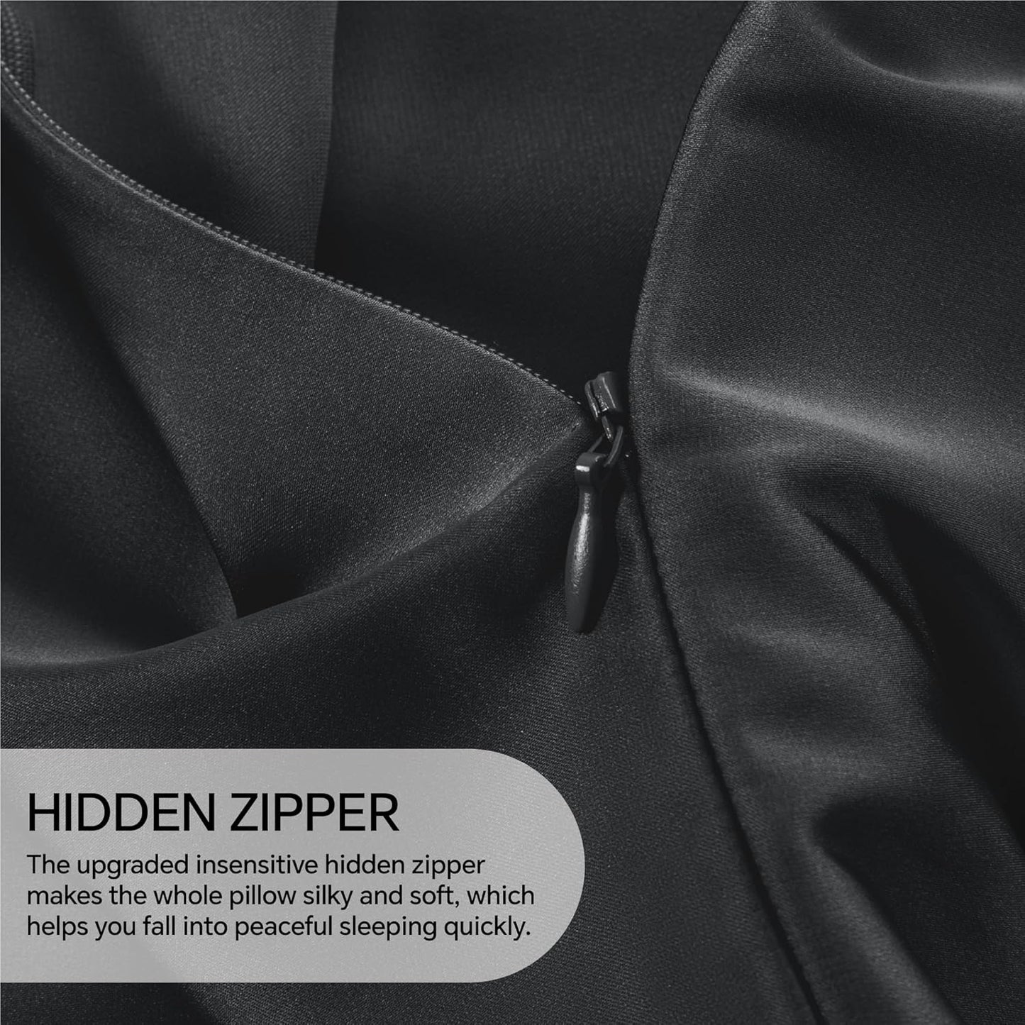 INFIIXSO Body Pillow Cover with Zipper, Luxury Mulberry Silk Body Pillow Case 20x54 Inches, Ultra Smooth and Soft Cooling Long Pillowcase, Gift for Women, Men(Black)