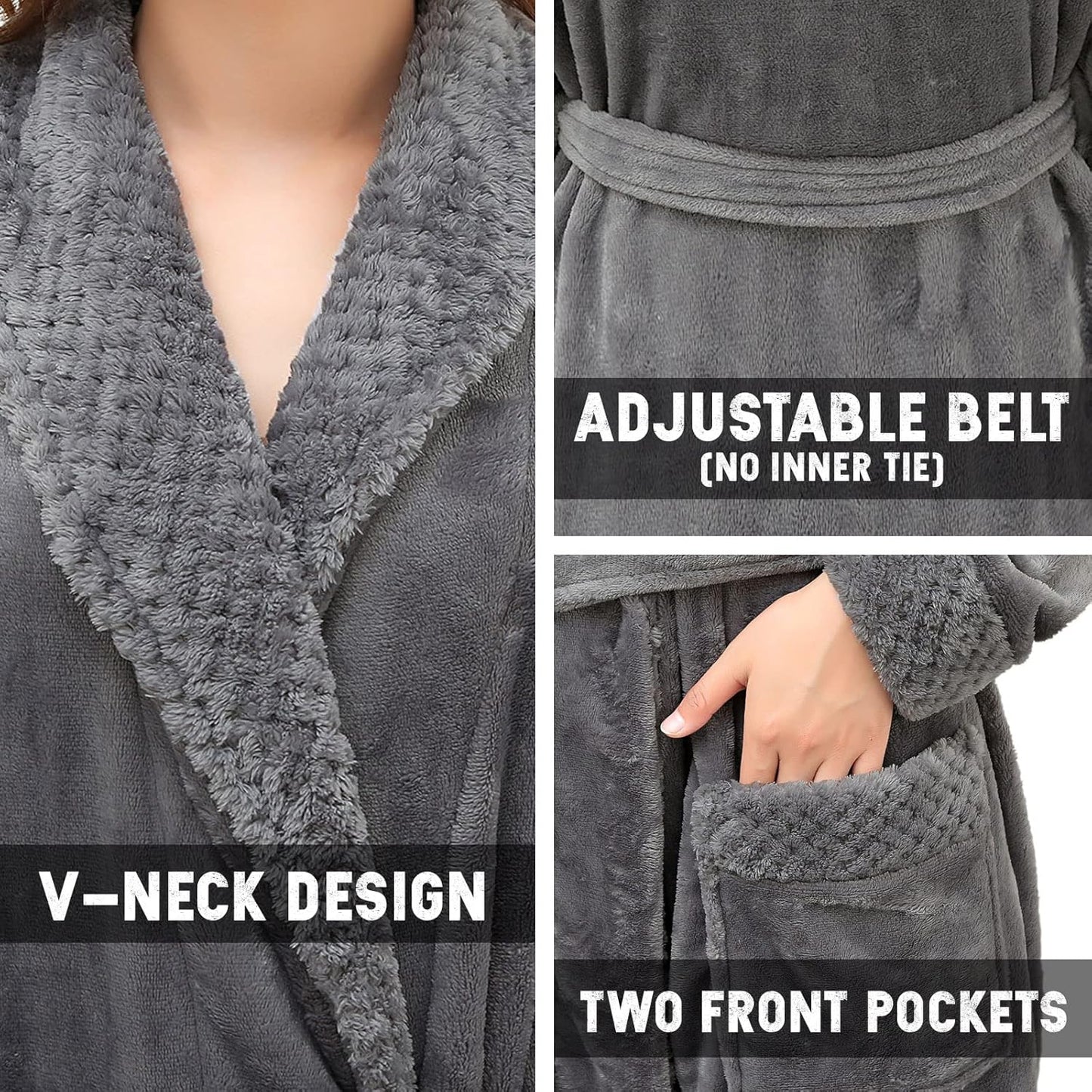 Hellomamma Long Bath Robe for Womens Plush Soft Fleece Bathrobes Nightgown Ladies Pajamas Sleepwear Housecoat