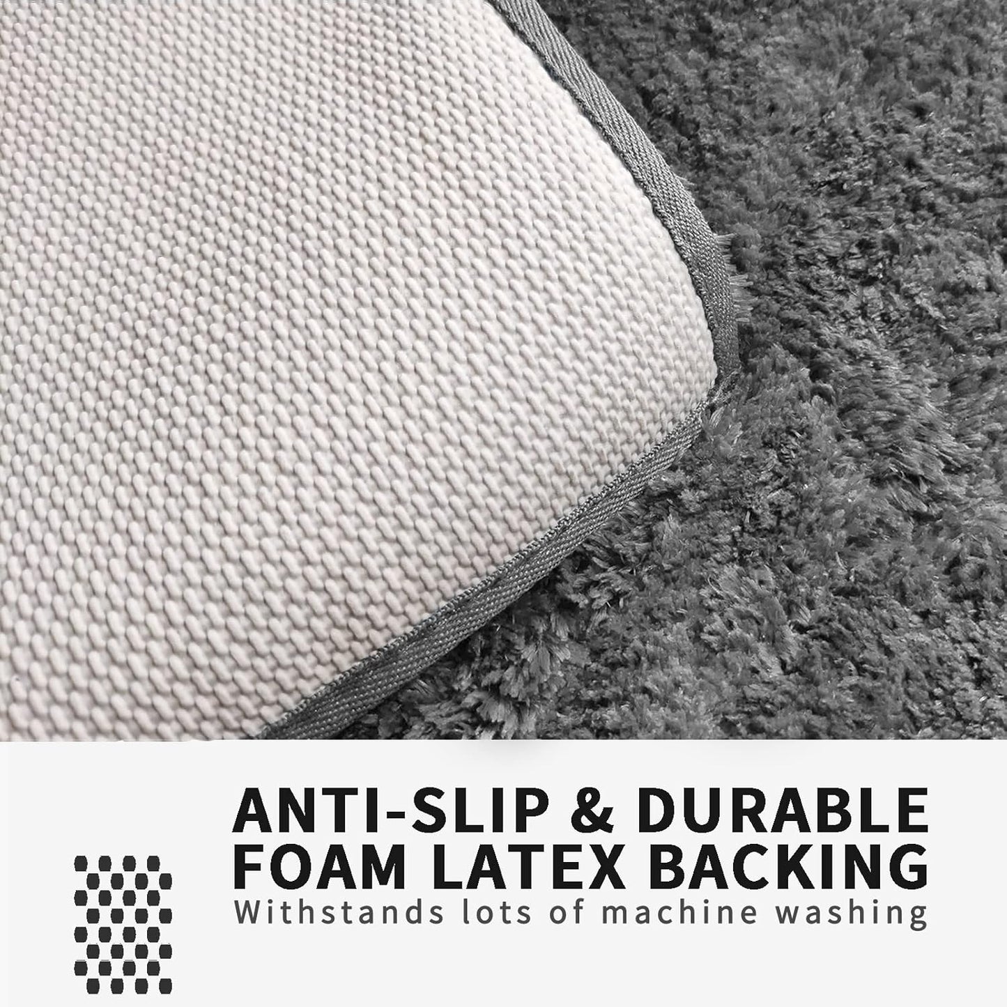 FIFU Bathroom Rugs 20" W x 32" L, Bath Mat for Bathroom, Bedroom, Laundry Room & Kitchen, Non-Slip Rubber Latex Backing, Extra Soft and Absorbent Microfiber Carpet, Machine Washable Rug, Dark Gray