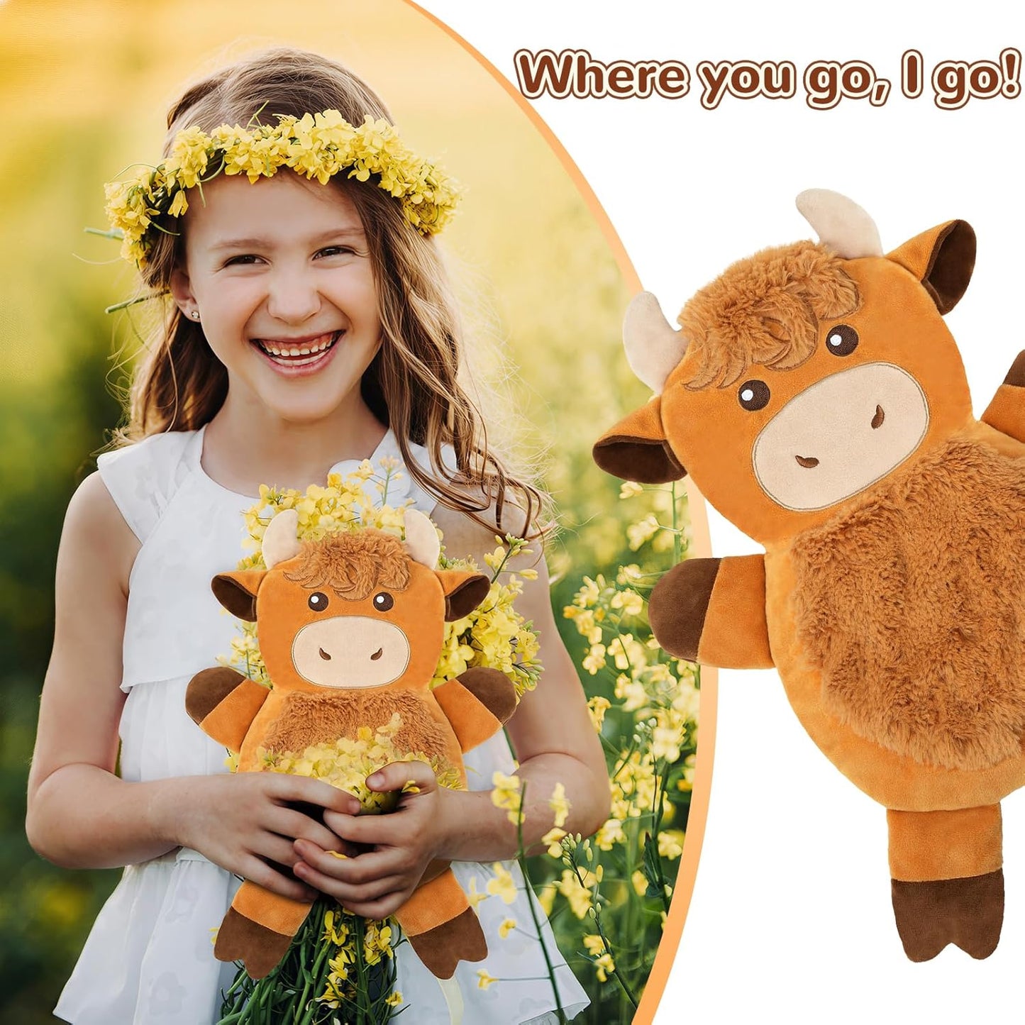 Microwave Heating Pad for Pain Relief, 16" x 11" Microwavable Heating Pads for Cramps, Back Pain, Neck Shoulder, Muscles, Knee, Joints, Natural Heat Pack Moist Heat, Highland Cow with Round Eyes