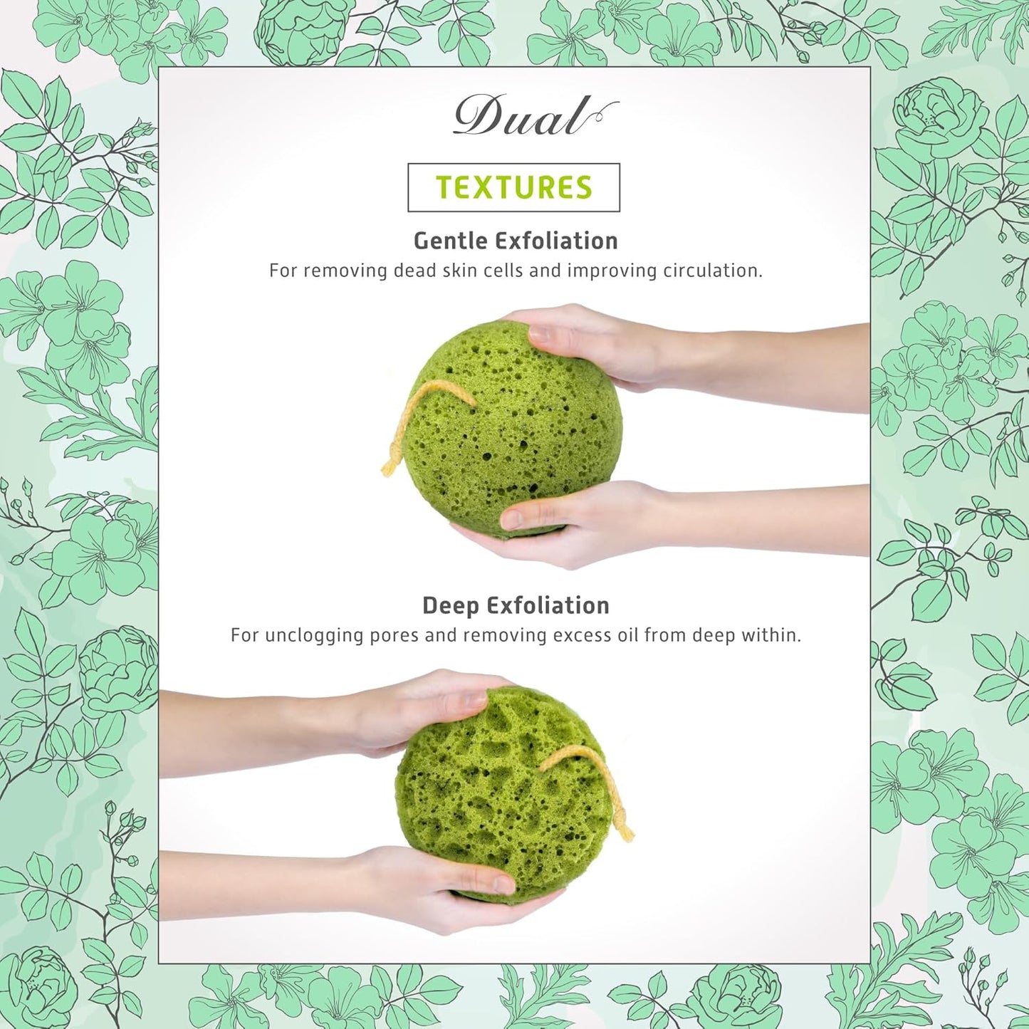 Spongentle Deep Cleansing Body Loofah Sponge, Natural Colors, for Bath and Shower, Multiple Textures for Gentle and Deep Exfoliation, Generous and Rich Lather, (Pack of 3)