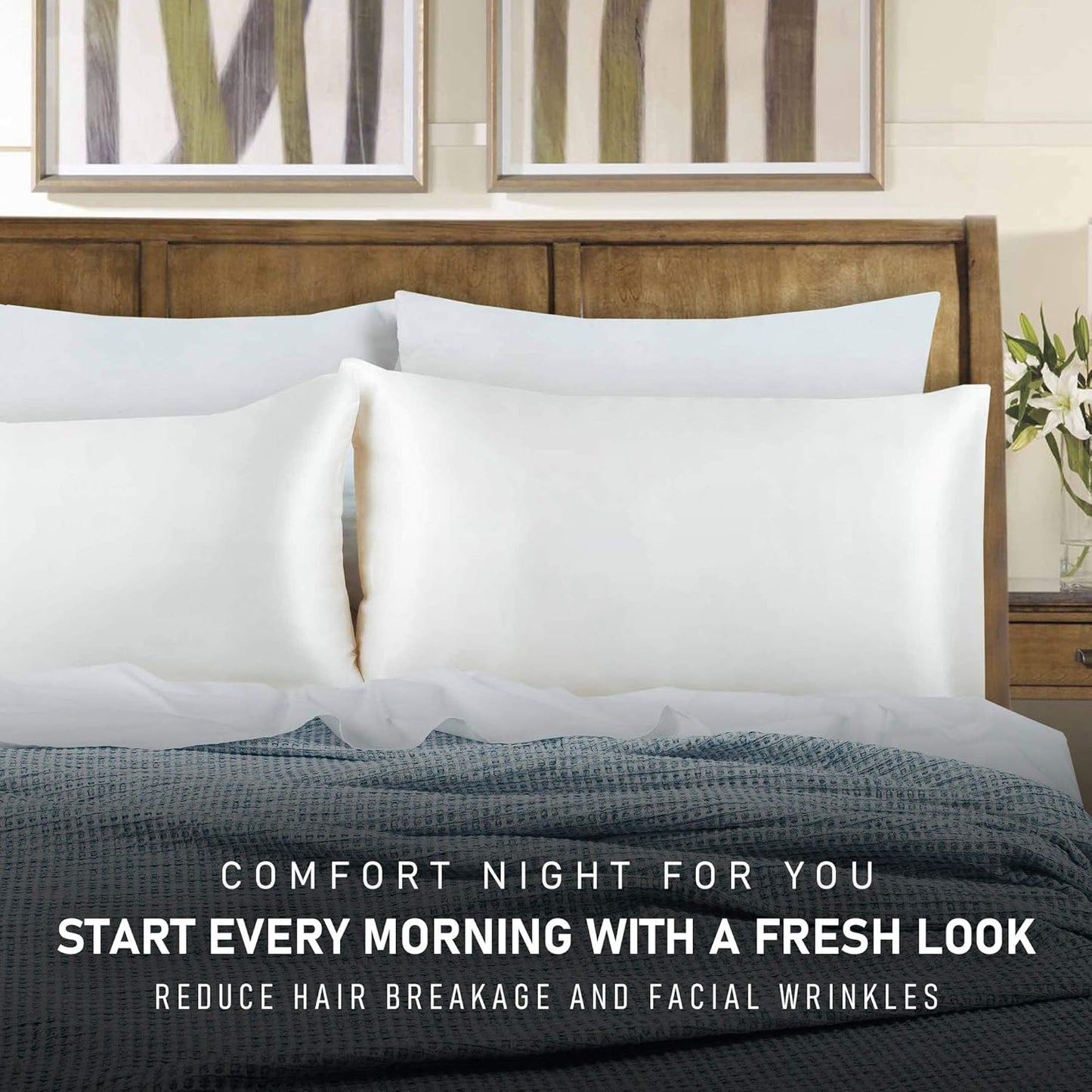 Tyfitb Satin Pillowcase for Hair and Skin, Beige Pillowcases Set of 2, Cooling Pillow Cases Queen Size(20×30 Inches), Soft Luxury Satin Pillowcase with Envelope Closure