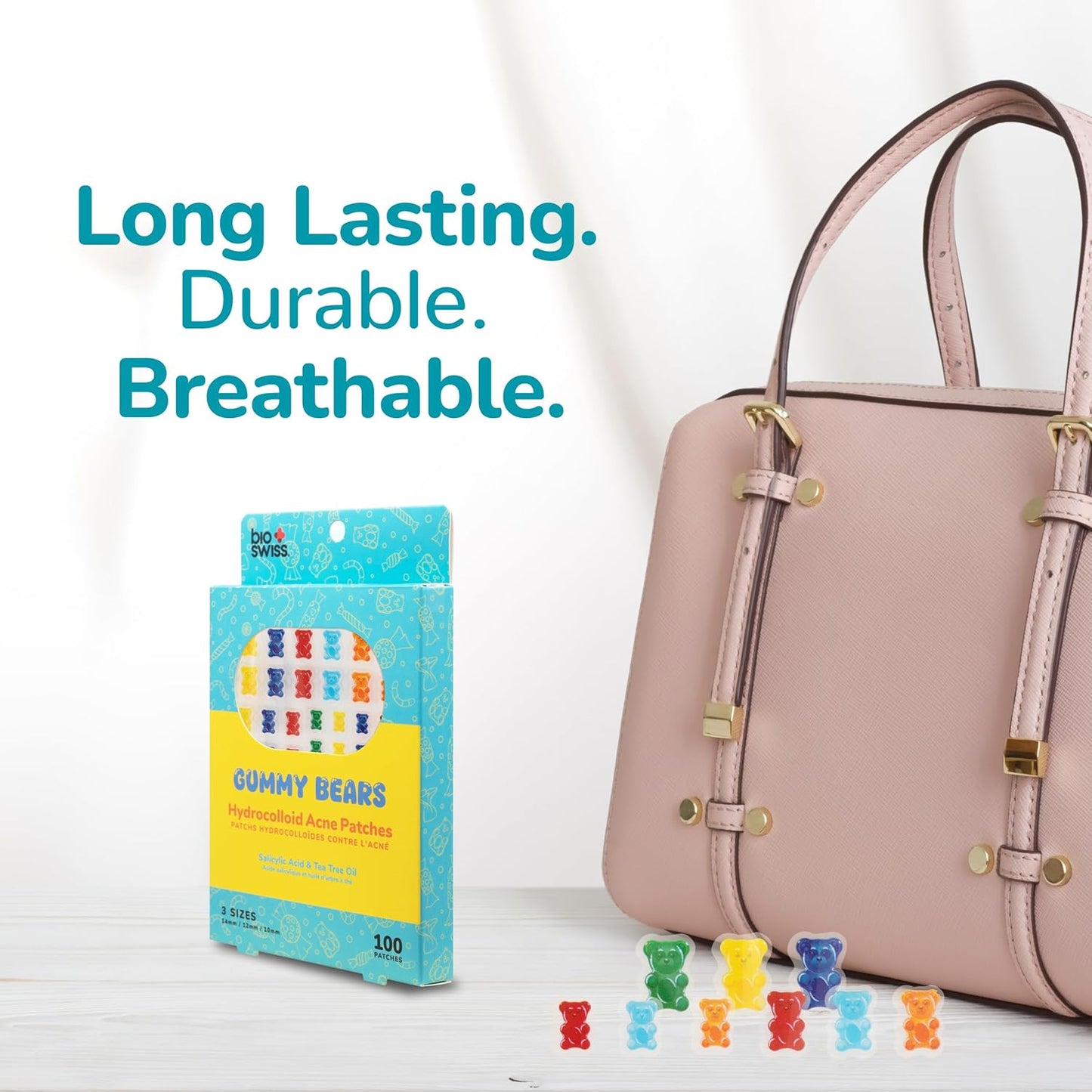 BioSwiss Pimple Patches, Gummy Bears Patch for Zits and Blemishes, Hydrocolloid Spot Stickers for Face and Skin, 100 Count