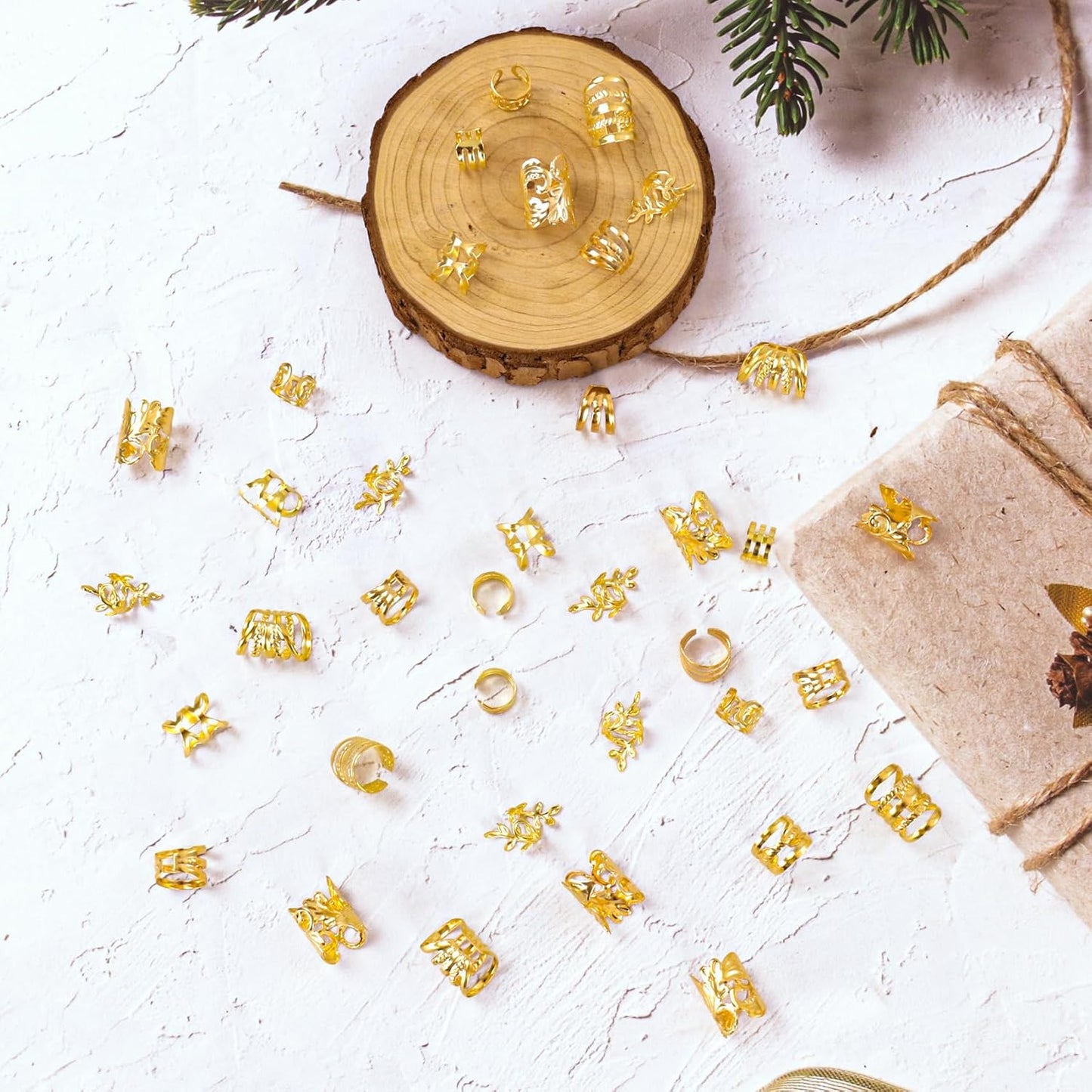 210 Pcs Gold Hair Jewelry for Loc,Braids Dreadlock Braiding Hair Cuffs-Rings Gold Hair Charms for Women Adjustable Metal Dread Locks Hair Decorations Accessories