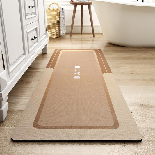MontVoo Non Slip Bath Mat - Super Absorbent, Stain Resistant, Quick Dry - 17"x50" Brown