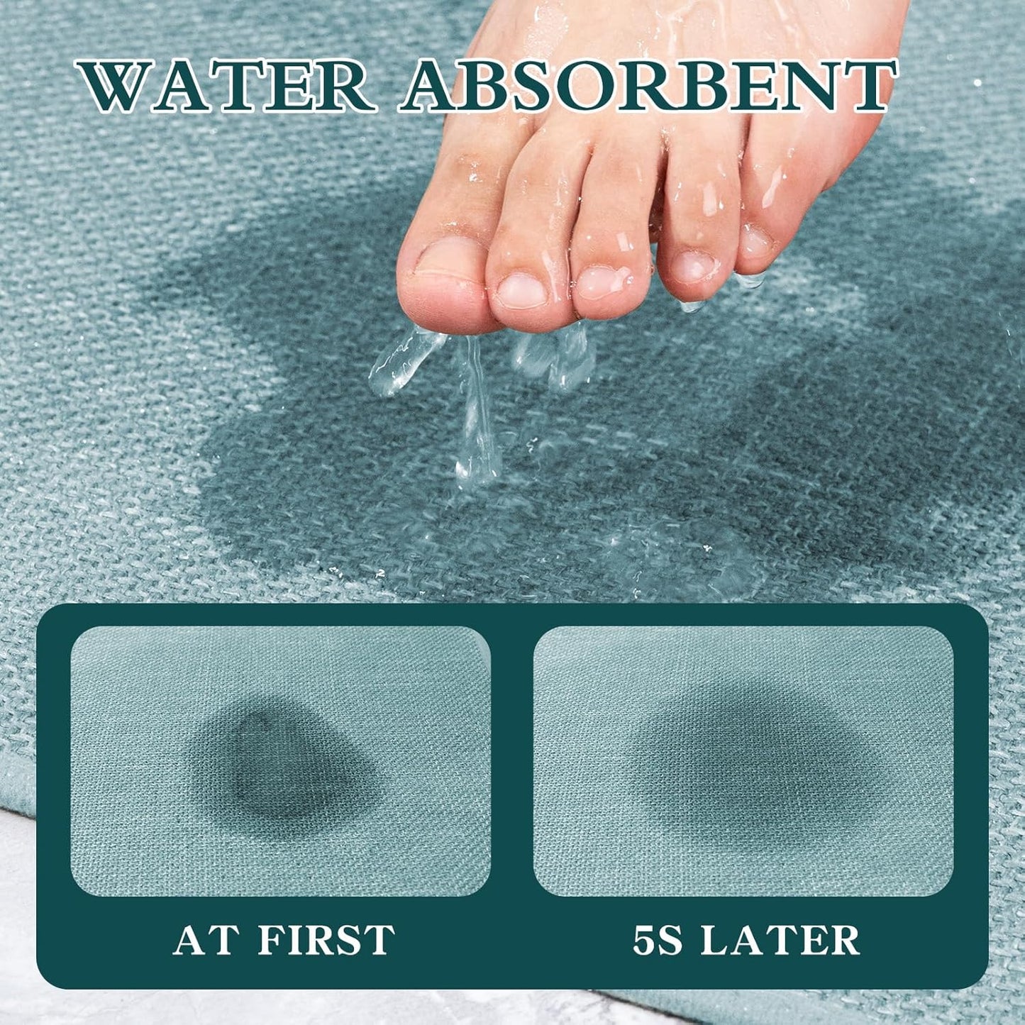 chakme Bathroom Rugs Mat 47x25, Navy Blue, Ultra Thin Non Slip Bath Mat, Large Quick Dry Absorbent Bath Mat for Bathroom Floor